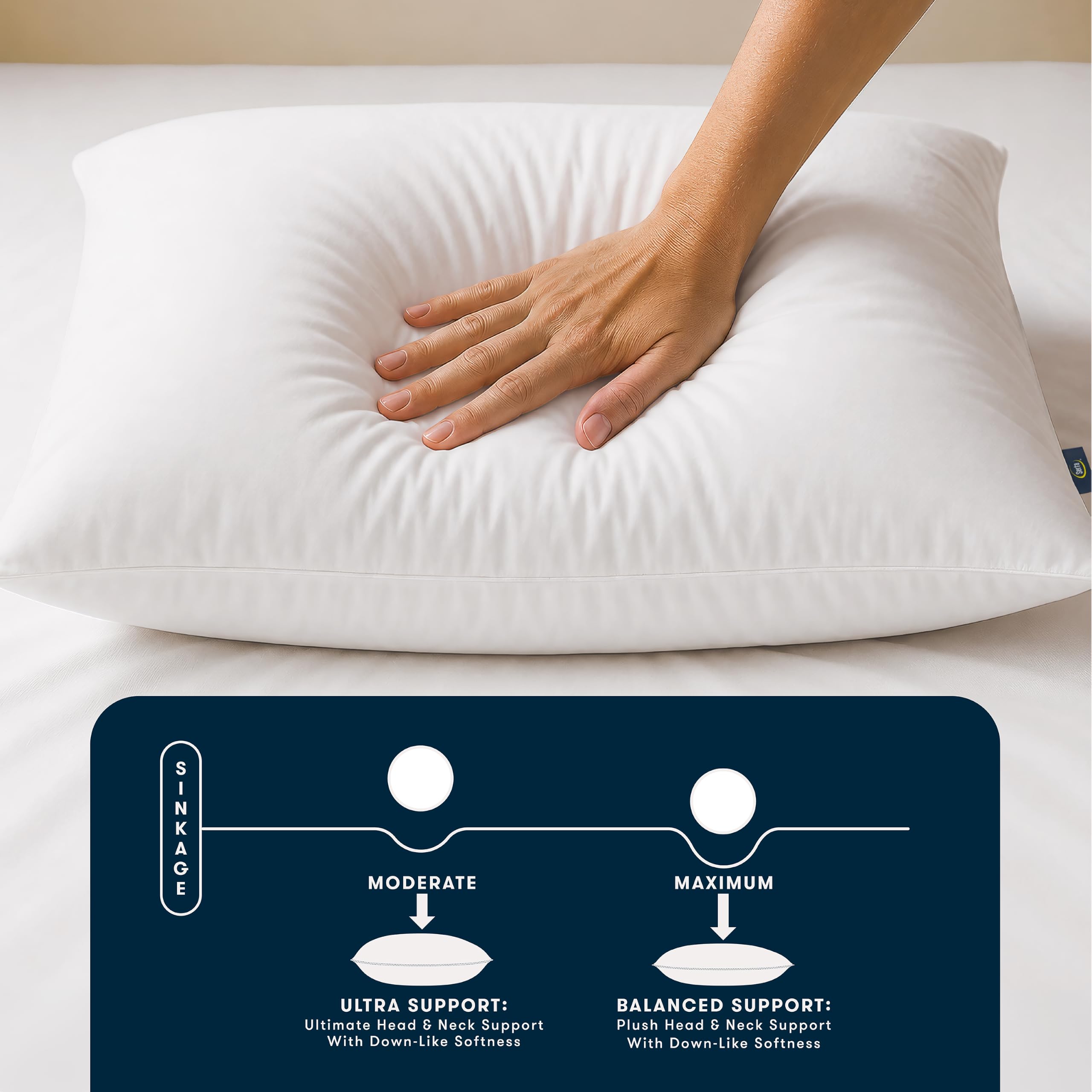Serta Down Illusion - Almohadas de Cama hipoalergénicas Suaves y firmes para Dormir (Paquete de 2), King, Color Blanco, 2 Piezas