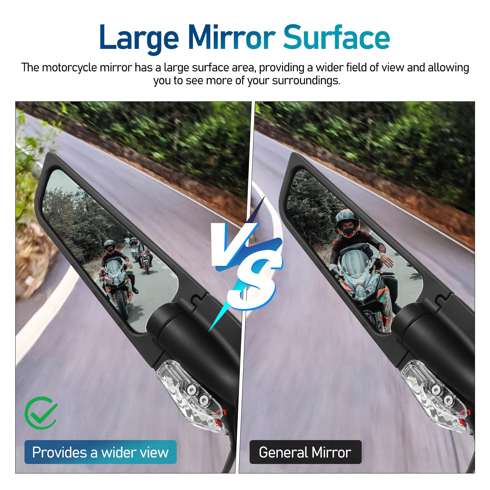 YARNOW Specchietti Laterali per Motociclette Indicatori LED Integrati, Compatibili Manubri, Vista Panoramica, Installazione Semplice, Adatti per Uso Urbano e Stradale