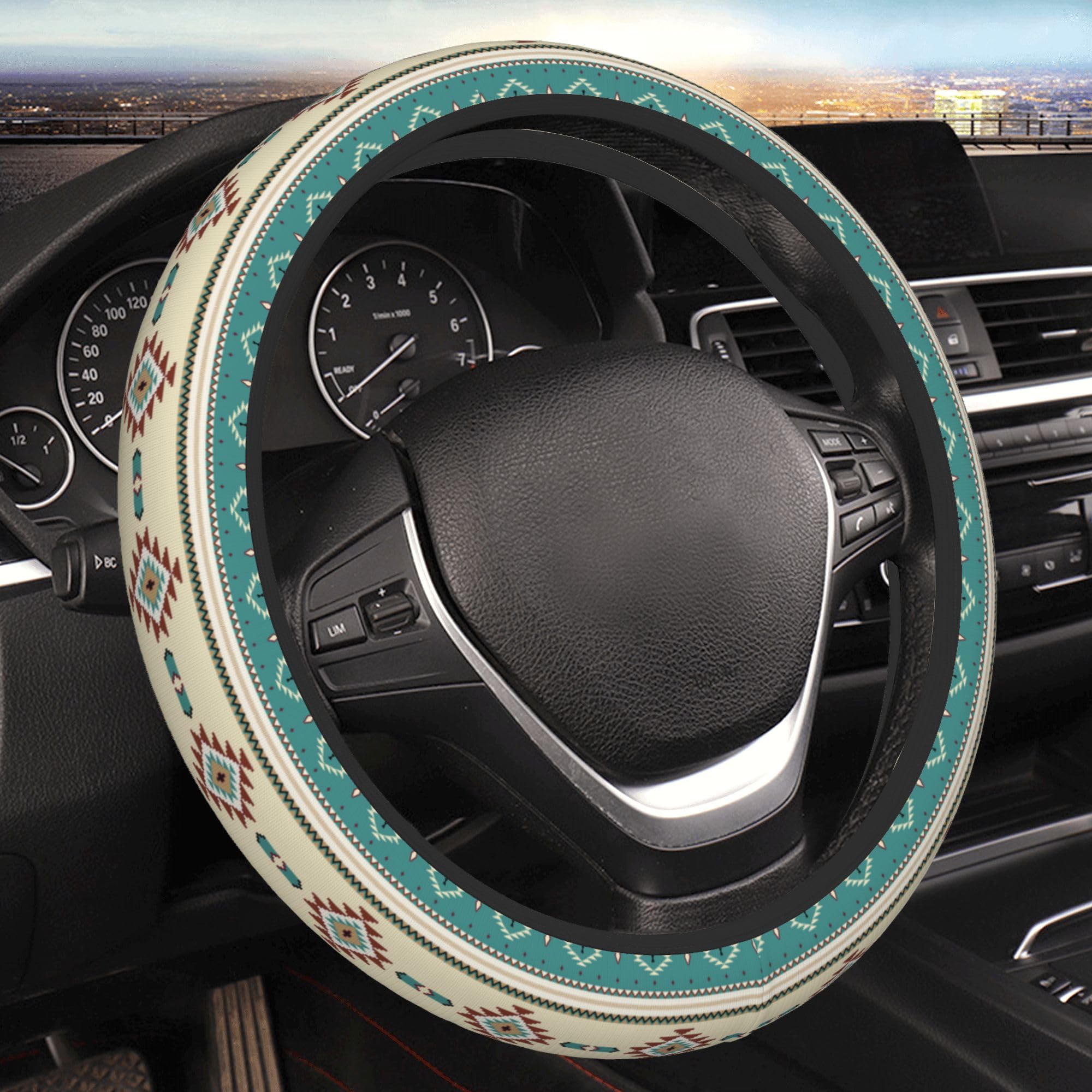 Western Steering Wheel Cover Cute Universal 15 Inch Car Accessories Protector for Women Fit Auto SUV Sedan Vans Trucks