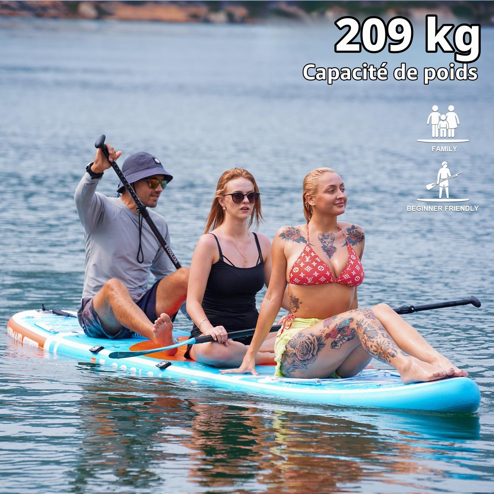 COOLCAA Paddle Gonflable Adulte,Stand Up Paddle Gonflable,Capacité de Charge Maximale de 210 KG avec Les Accessoires ISUP Premium pour Les Jeunes et Les Adultes