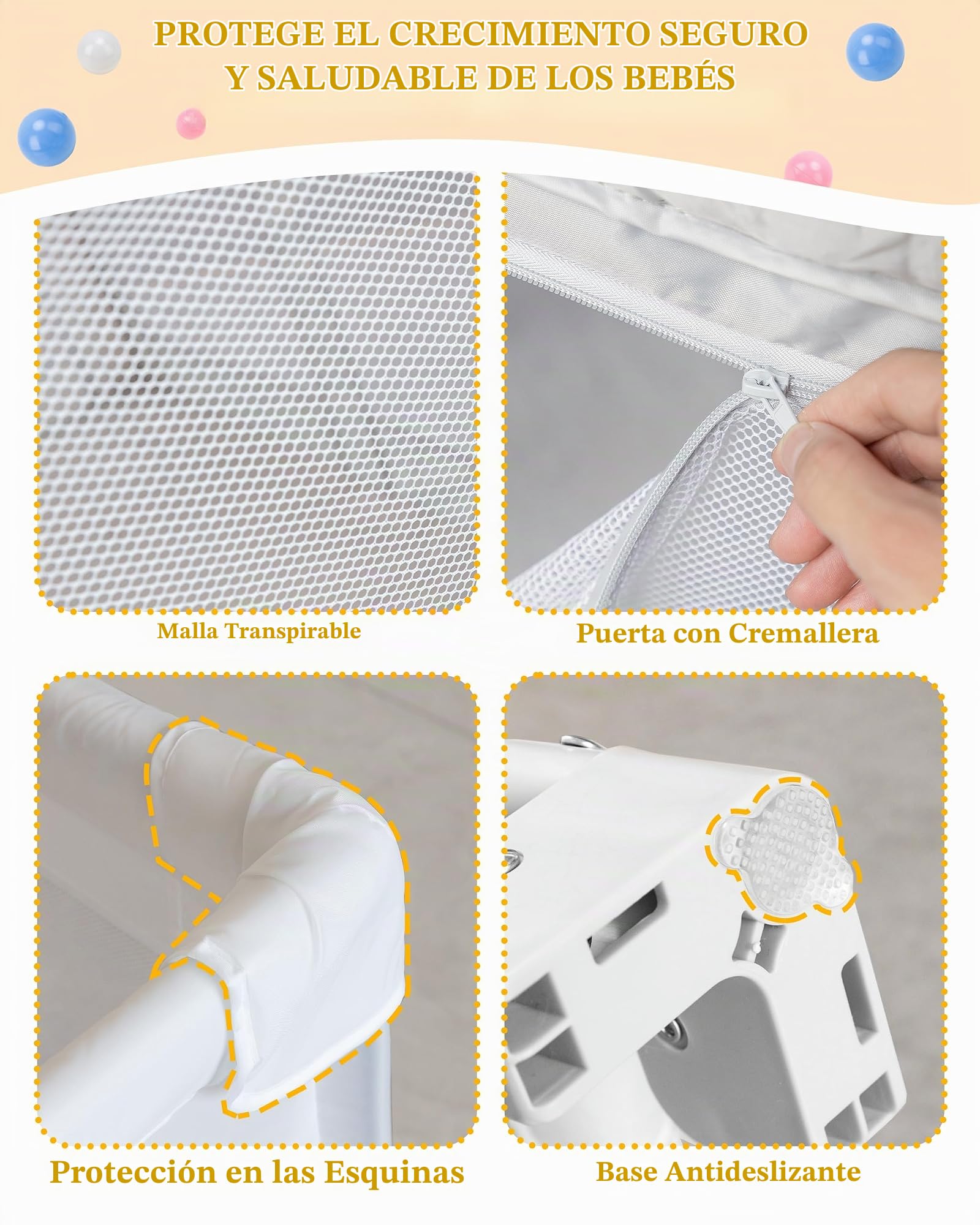 Parque Infantil Grande y Plegable para Bebe: 180x150x75 cm para Interior y Exterior Con 20 Pelotas Oceánicas,1 Canasta de Baloncesto,4 Asas y 1 Bolsa de Viaje - El área de Juego Ideal para Los Niños