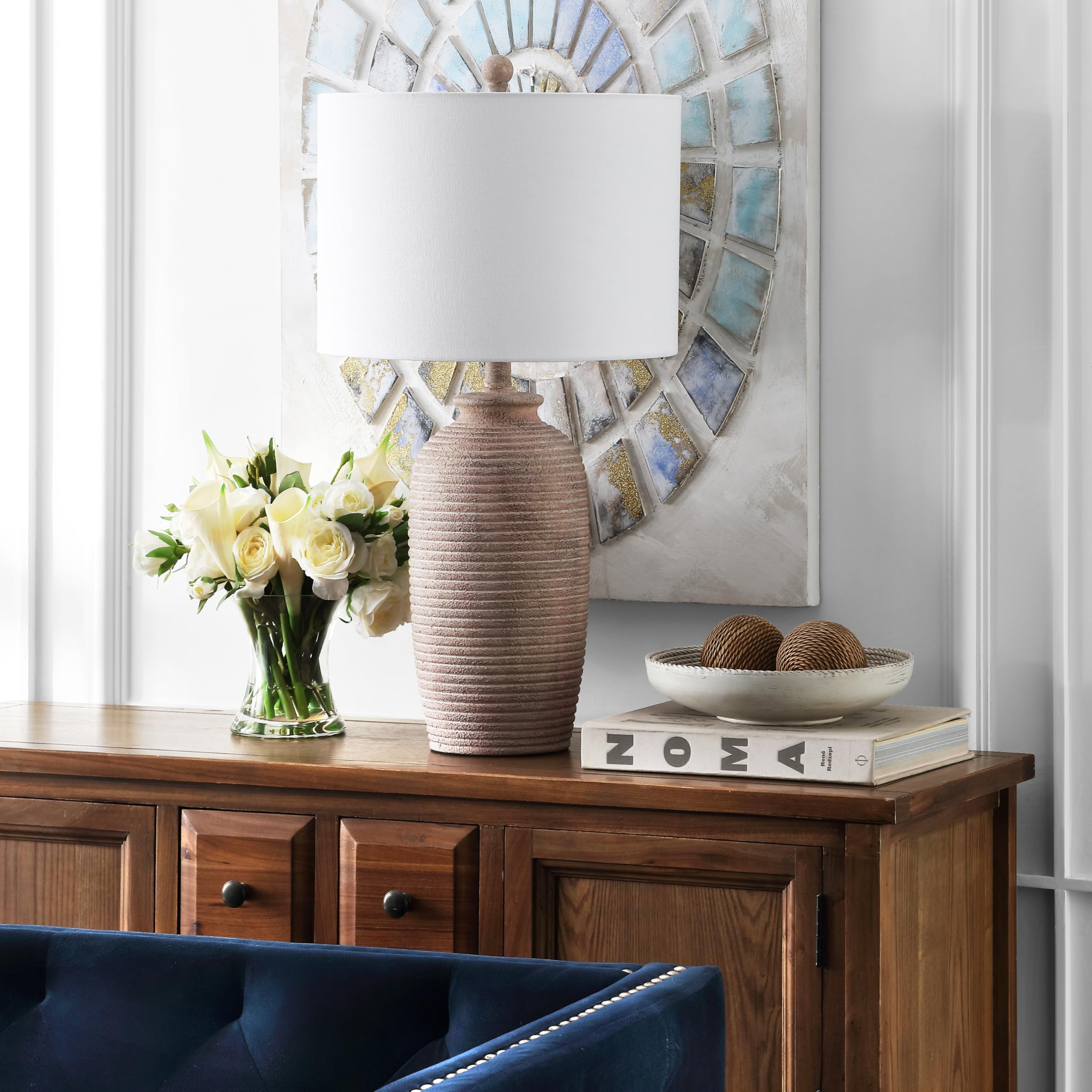 SAFAVIEH Lighting Collection Kensen Farmhouse Sandy Pearl 27-inch