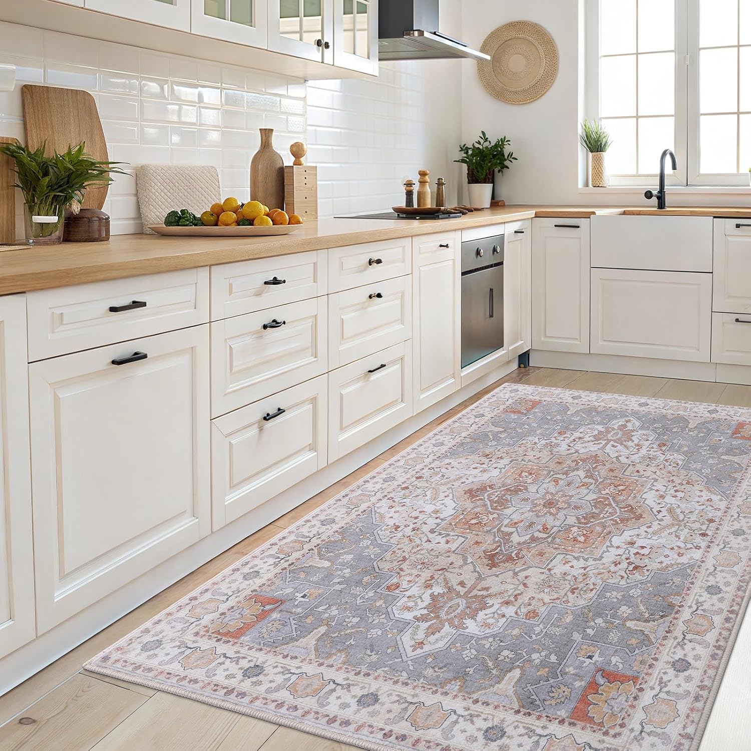 2x3 Washable Area Rug – Soft, Non-Slip Entrance Rug, Durable Indoor Door mat, Floor Carpet for High-Traffic Areas, Entryway, Kitchen, and Bedside, Artistic Flair/Beige