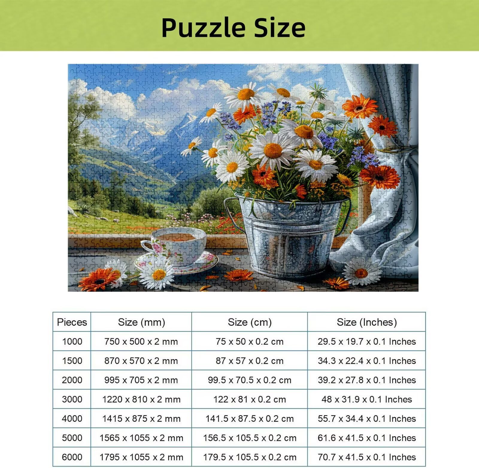 Puzzle Fenêtre 3000 Pièces Adultes, Puzzle 3000 Pièces pour Adultes et Enfants à Partir de 14 Ans, Paysage Puzzles Bois de Qualité Supérieure avec Une Boîte d'emballage Exquise, Cadeau Femme H-2429
