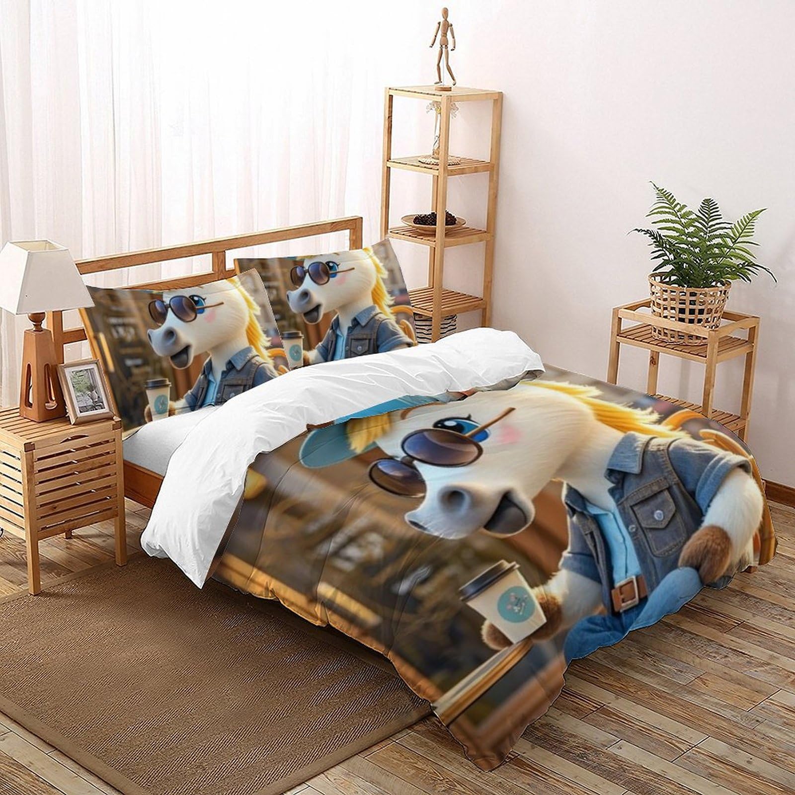 Housse De Couette Double Poney Coucher du Soleil pour Lit Enfant