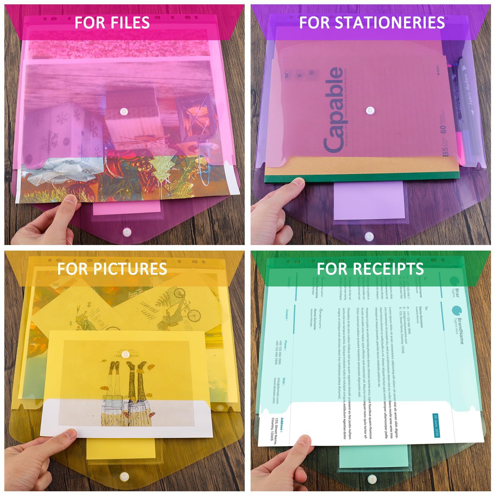 12 Buste Portadocumenti A4 Con Bottone A Pressione - Trasparenti E Impermeabili - Foto 4