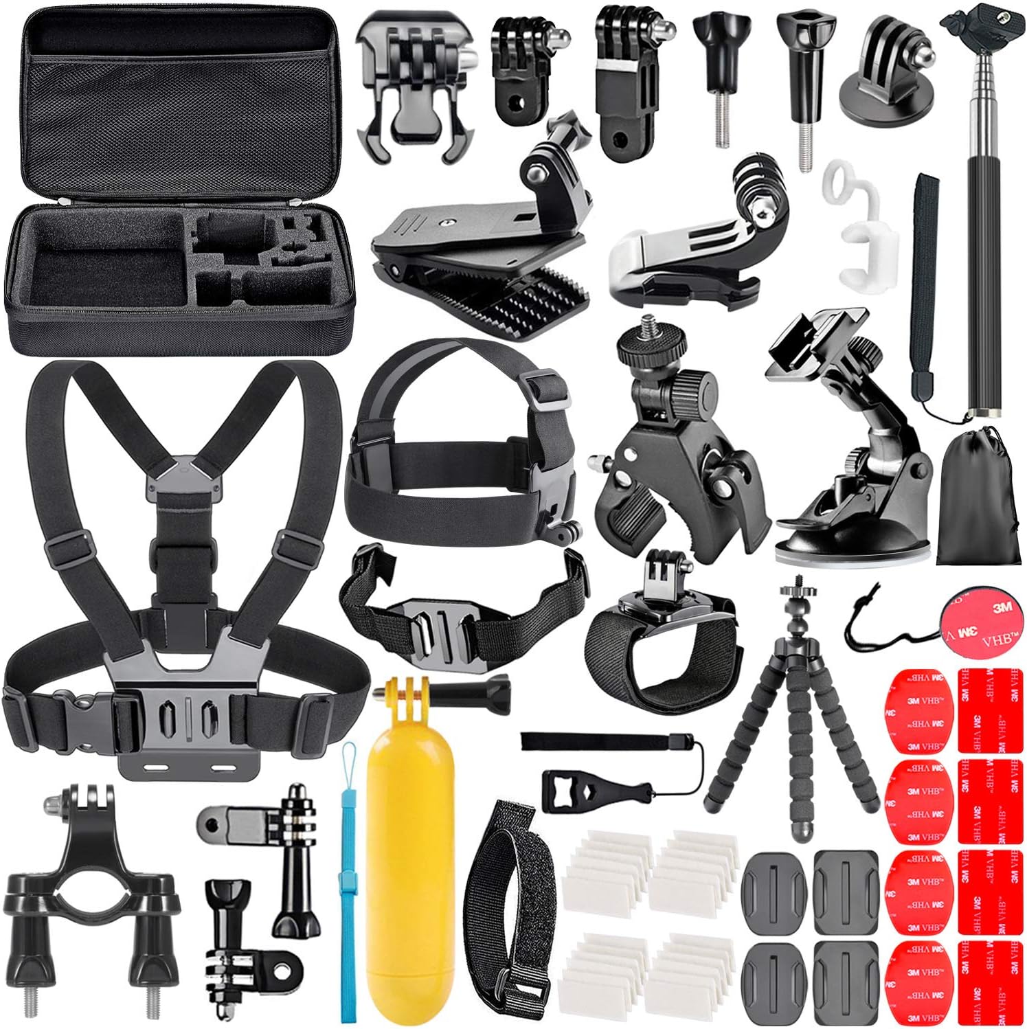 TryAce 58-In-1 Action Camera Accessory Kit for GoPro Hero 7 6 5 4 3 Session, DJI OSMO Action SJ4000/5000, Nikon and Sony Sports DV in Swimming Rowing Climbing Bike Riding Camping and More