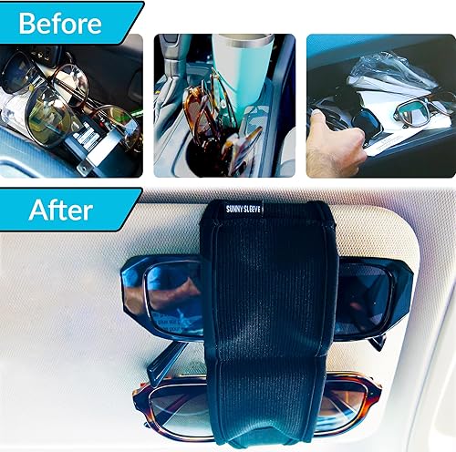 Miniatura 5 de Soporte para lentes de sol para visera de automóvil, almacenamiento doble con capacidad para 2 pares, operación con una sola mano, a prueba de