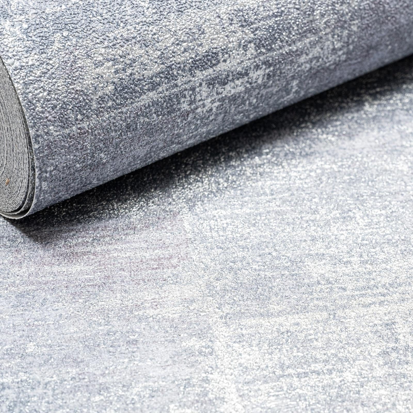 Sophie Laurence Blue, Silver Plain Blue Textured Wallpaper – Silver Metallic Accents, Heavyweight, Free Match, Non-Pasted (53 Cm × 10.05 M)