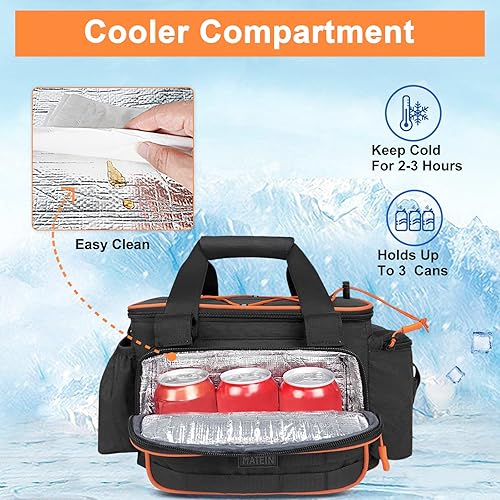 Miniatura 2 de MATEIN Bolsa de aparejos con enfriador y soporte para caña, regalos de pesca para hombres únicos, resistente al agua salada, impermeable, estuche de