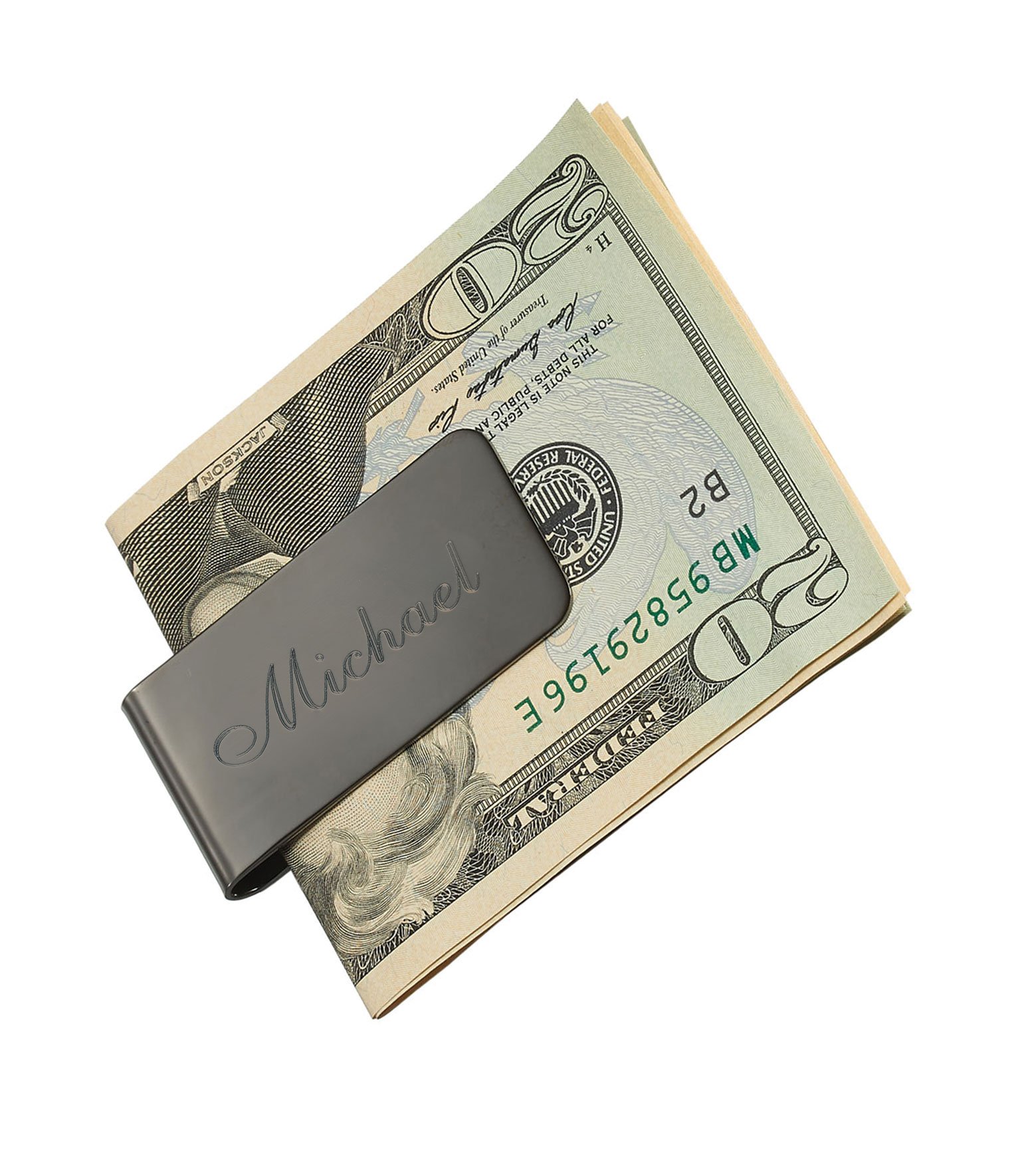 Engraved Polished Gun Stainless Steel Money Clip - Free Engraving on Front Side