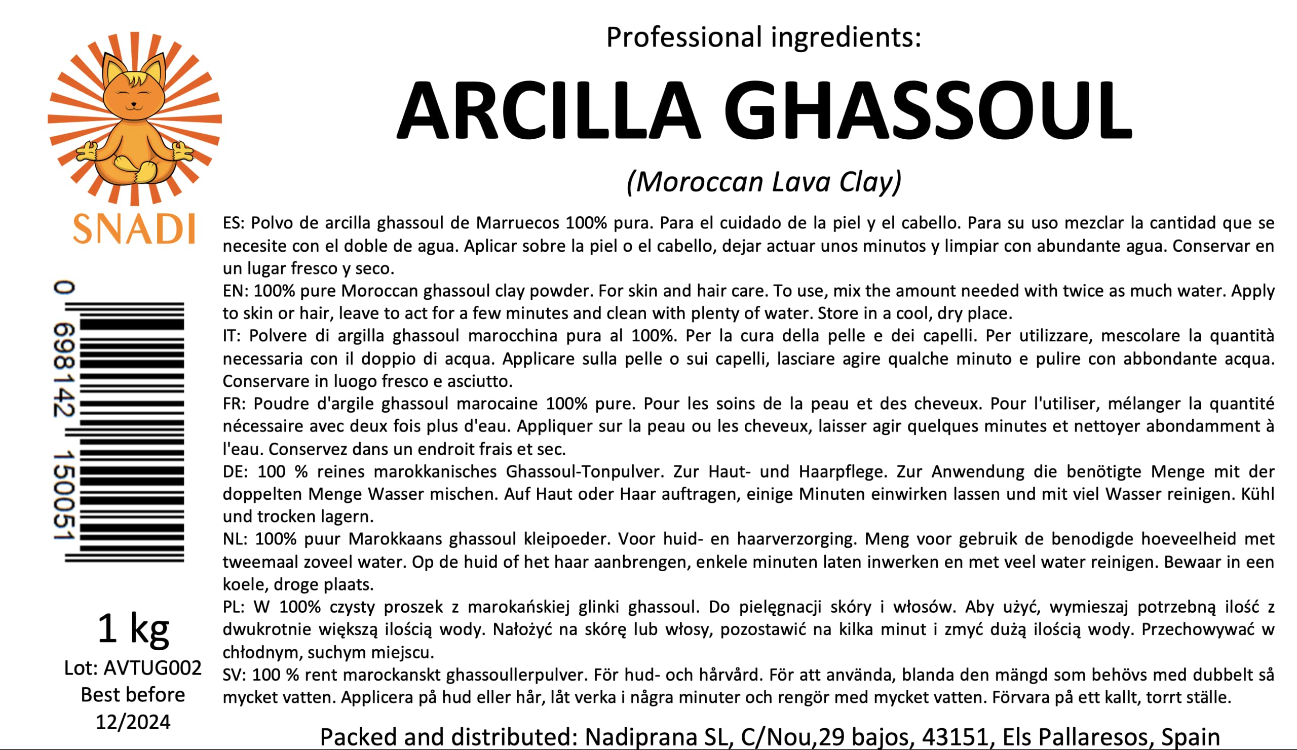Arcilla Ghassoul | 1 kg | Polvo de piedra de lava de Marruecos | Para Cuidado de Piel y Cabello | Exfoliante y Suavizante | Rejuvenece, calma y suaviza la piel