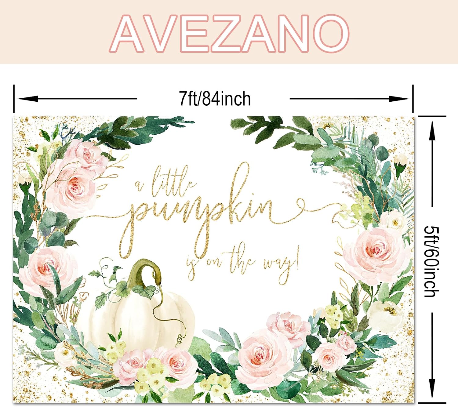 Avezano Pumpkin Baby Shower Backdrop A Little Pumpkin is On The Way Baby Shower Party Decorations Girl Fall Pumpkin Floral Baby Shower Photoshoot Backdrops Decor Banner (7x5ft)