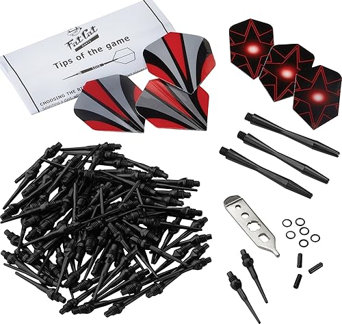 Accesorio de dardos Fat Cat: Kit de herramientas de afinación de dardos de punta suave (ejes, vuelos, puntos de dardos 2BA y llave mecánica)