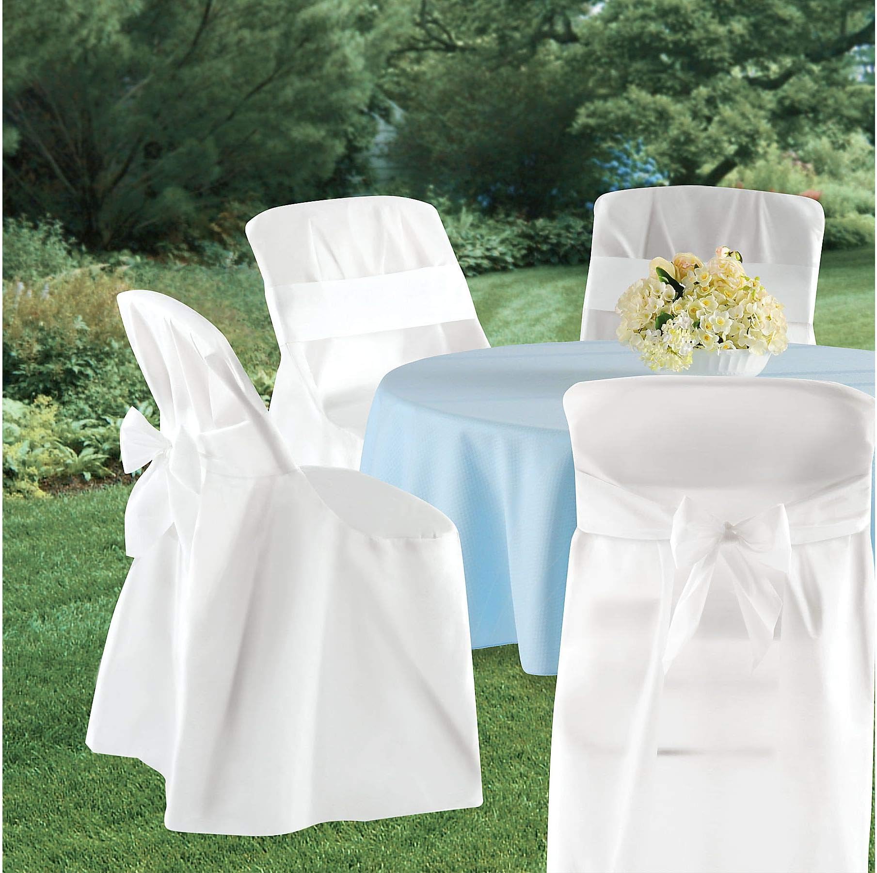 Joyfull "Linen-look Disposable Folding Chair Cover with Bow, 4 Pack