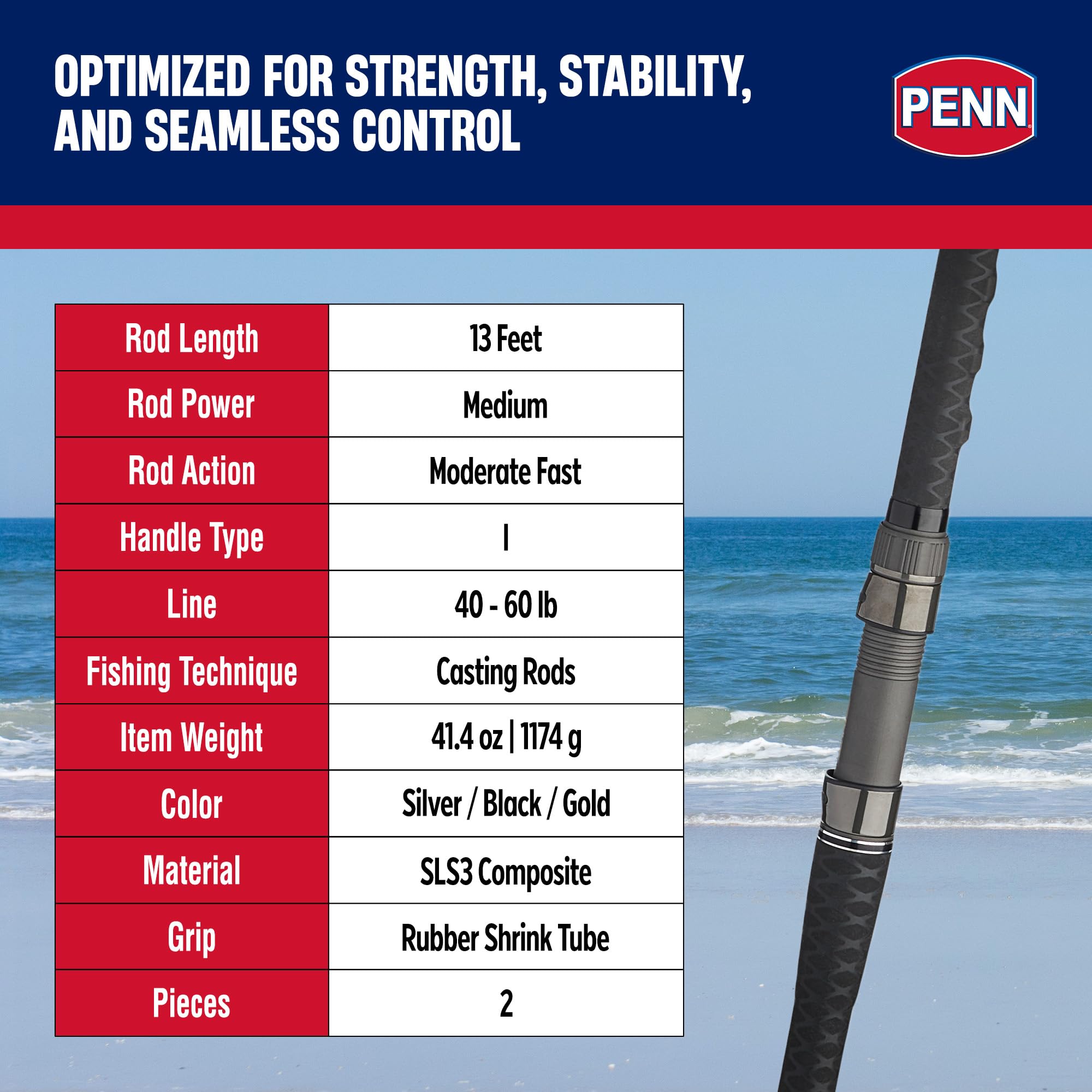 Penn Carnage II & Carnage III Surf Conventional ULUA Fishing Rod