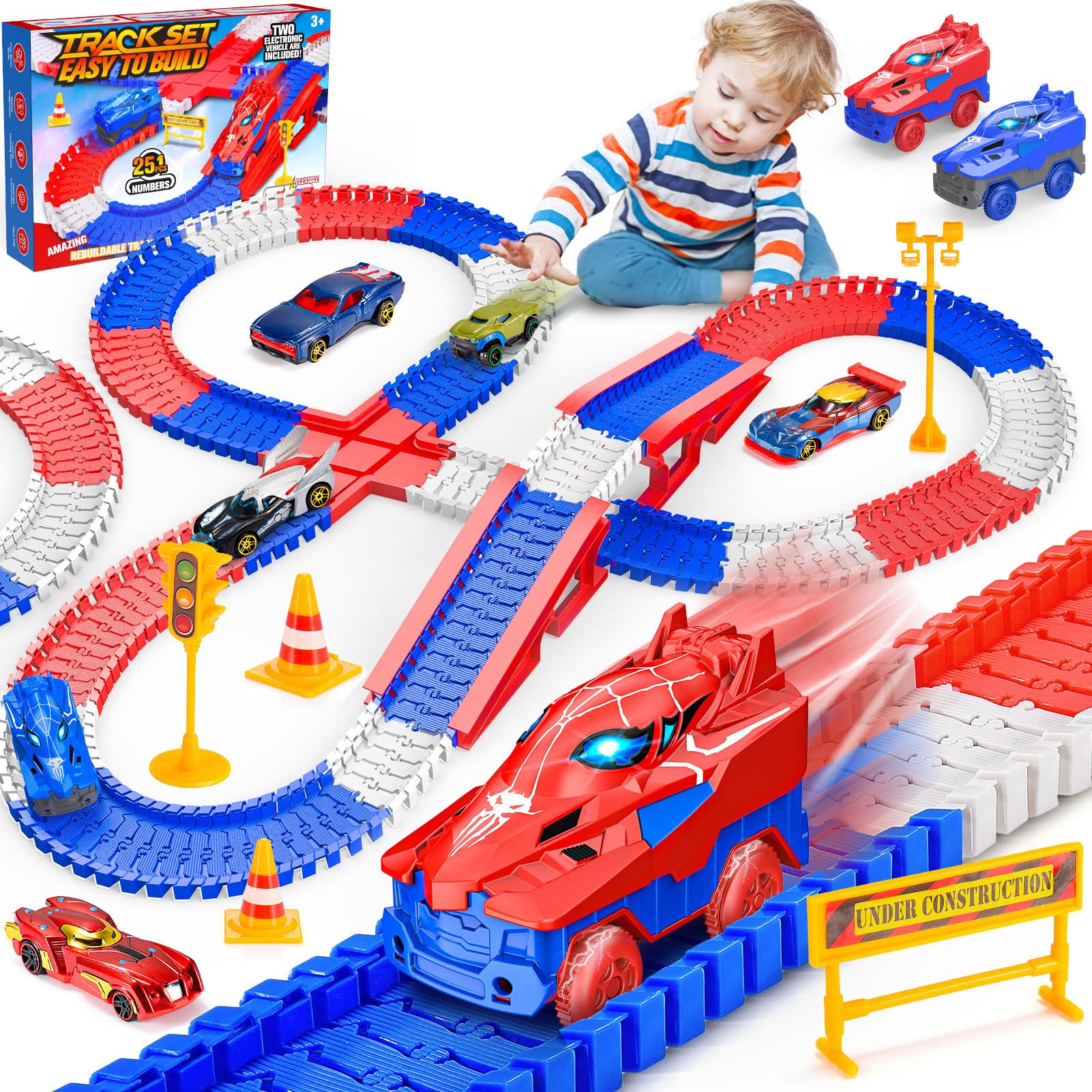 Toyokid Giochi Bambini 2 3 4 5 6 Anni, Macchina per Bambini Regalo Bambino 2-6 Anni Maschio Pista Macchinine Elettriche Giocattoli Bambino 2-6 Anni