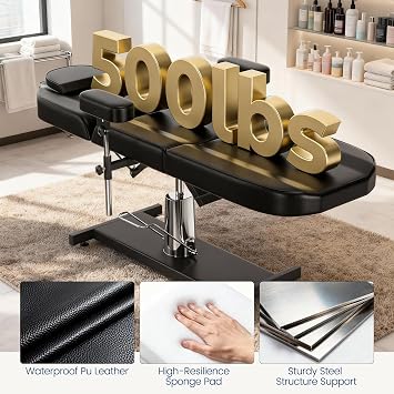 Hydraulic Esthetician Chair Bed, Black Tattoo Chair for Clients