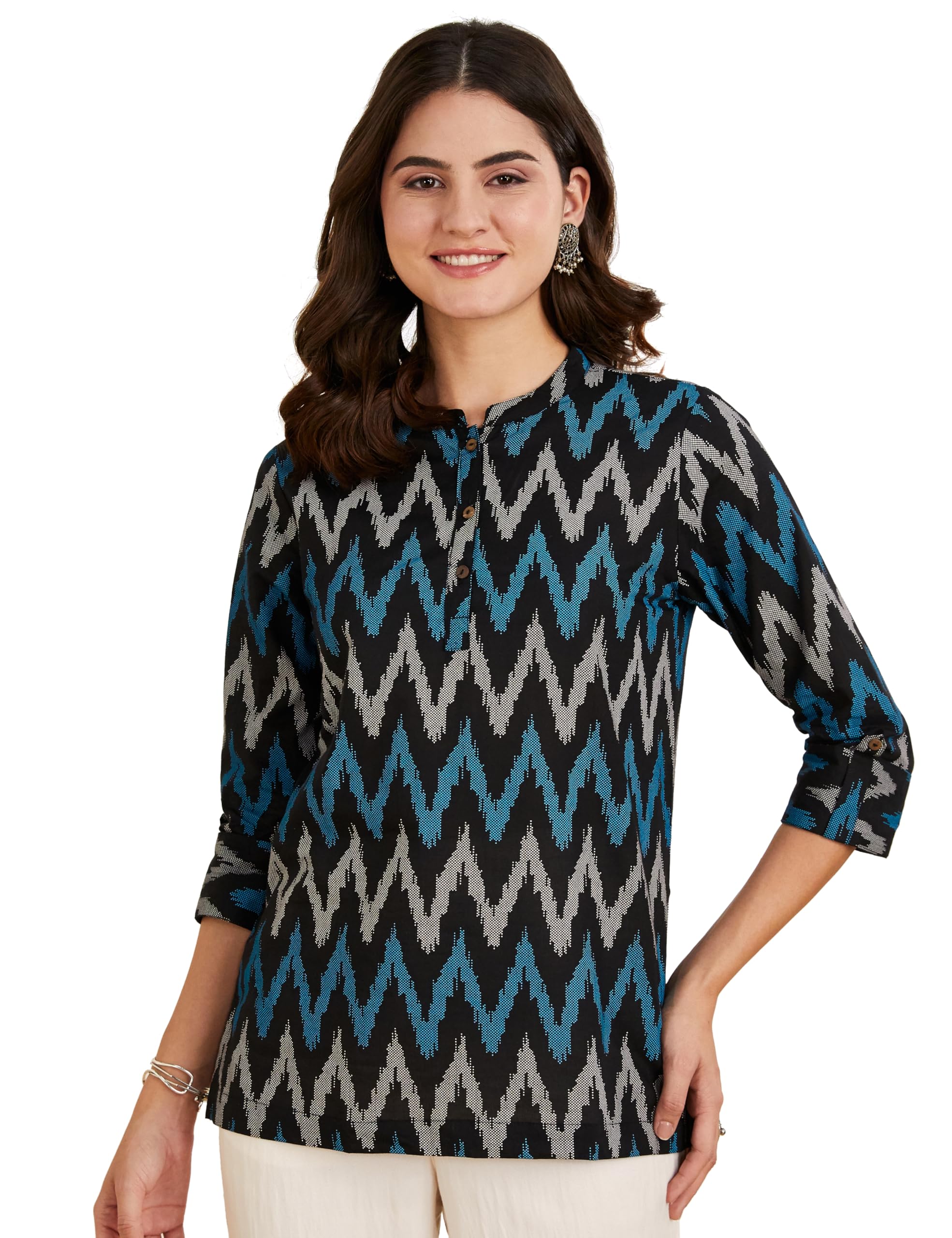 amazon brand - myx Women's Cotton Straight Kurti (SS18NDIKKAT2A_Black _S)-picture-31