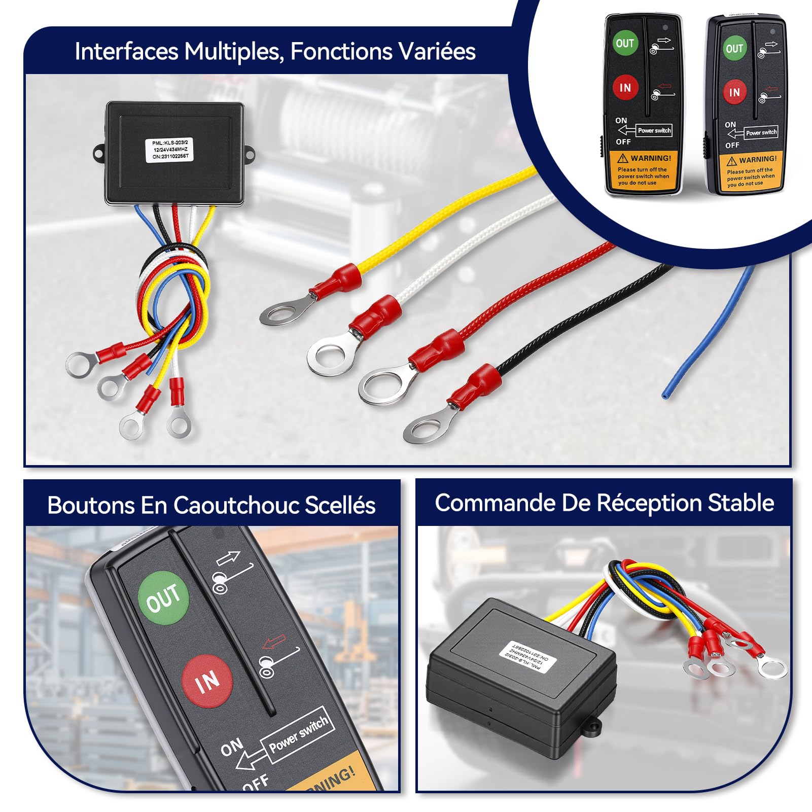 Kit di Telecomando Verricello Wireless di Recupero 12 V 24 V per Camion ATV SUV Controller Interruttore Combinato 75ft Interruttore Telecomando Set senza