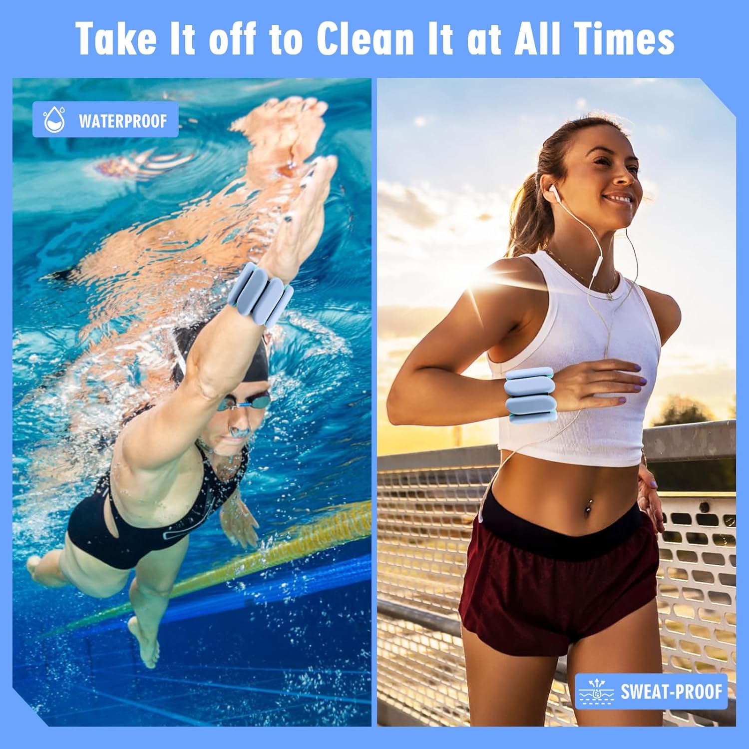 Wrist Weights - 1 Pair (1 lb Each) | Adjustable Wearable Wrist Ankle Weights, Silicone Wrist Bangles Leg and Arm Weights for Women | Yoga, Dance, Pilates, Swimming, Walking and Gym - Image 3