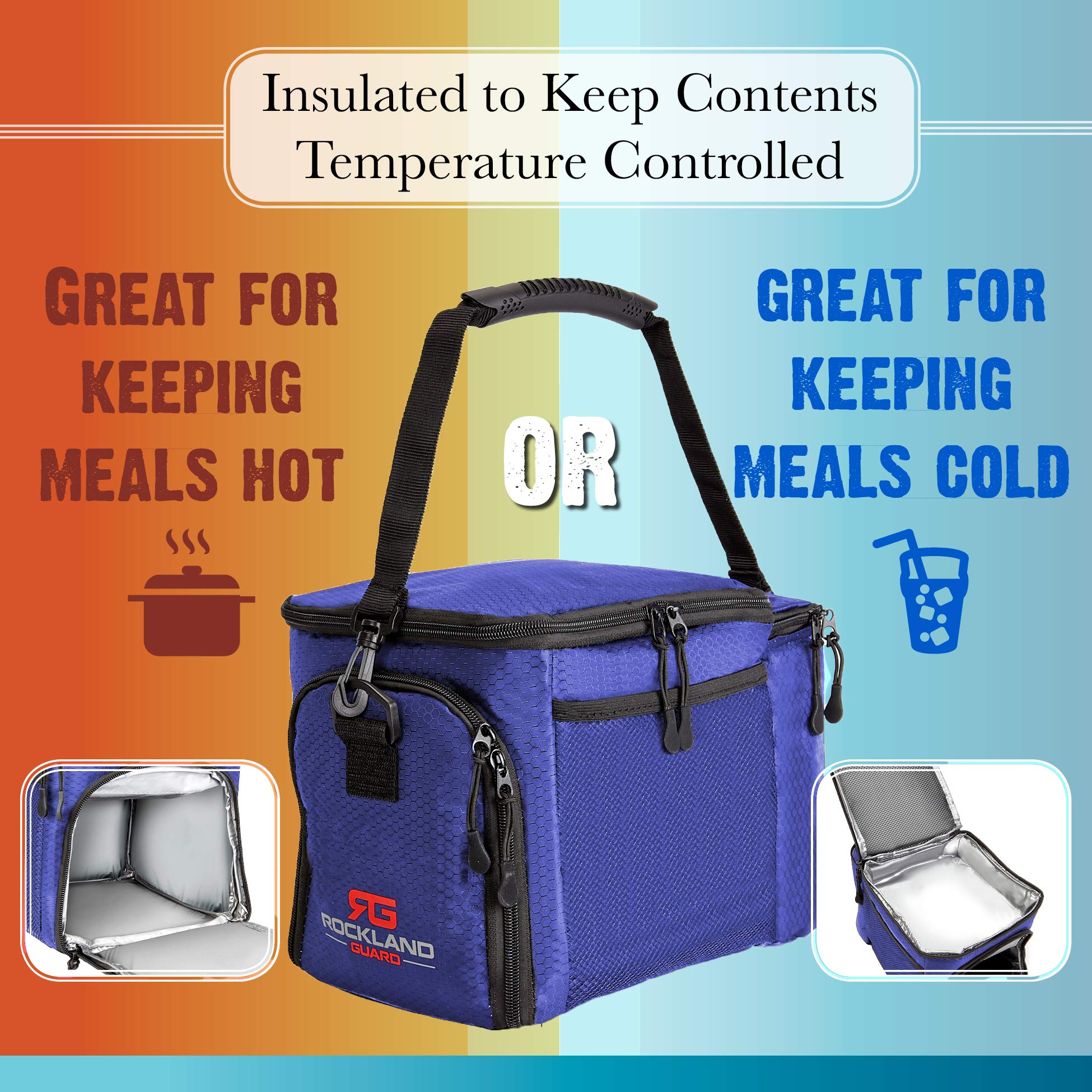 Rockland Guard - Sac isotherme pour la préparation des repas – Boîte à déjeuner portable chaude ou froide pour la gestion des repas au travail, à la salle de sport ou en voyage. (Bleu).