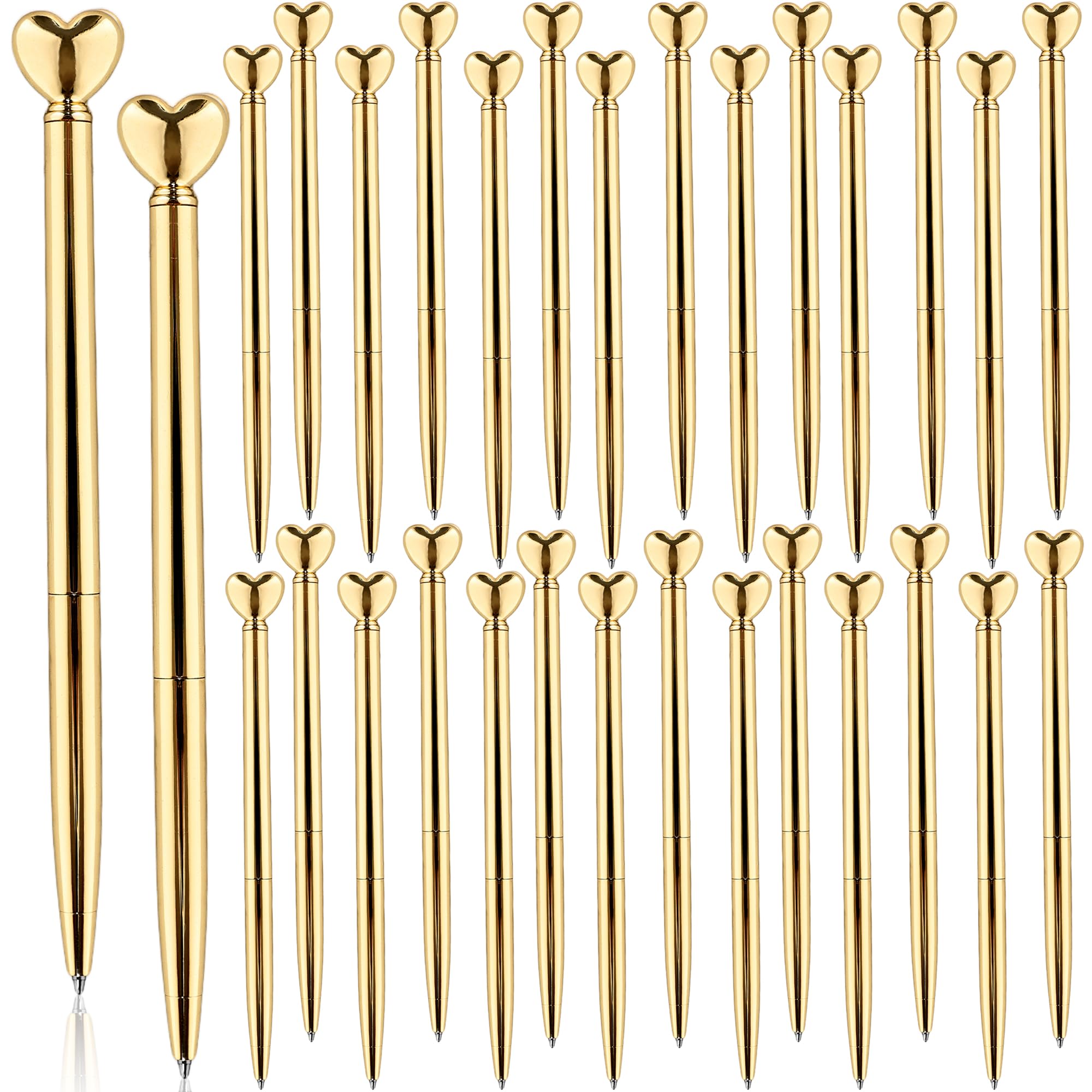 Spaluck 30 Pcs Heart Pen Bulk Heart Shaped Ballpoint Pens Valentines Retractable Pens Wedding Gifts for Women Valentine's Bridal Shower School Office Supplies