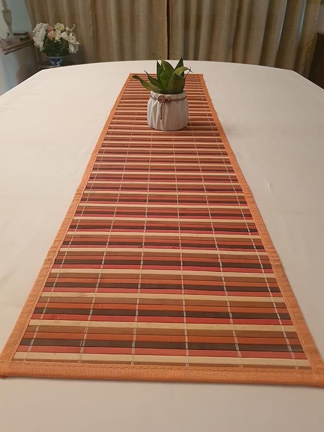 Buy Bamboo Greens Bamboo Dining Table Runner Multicolour StripeS
