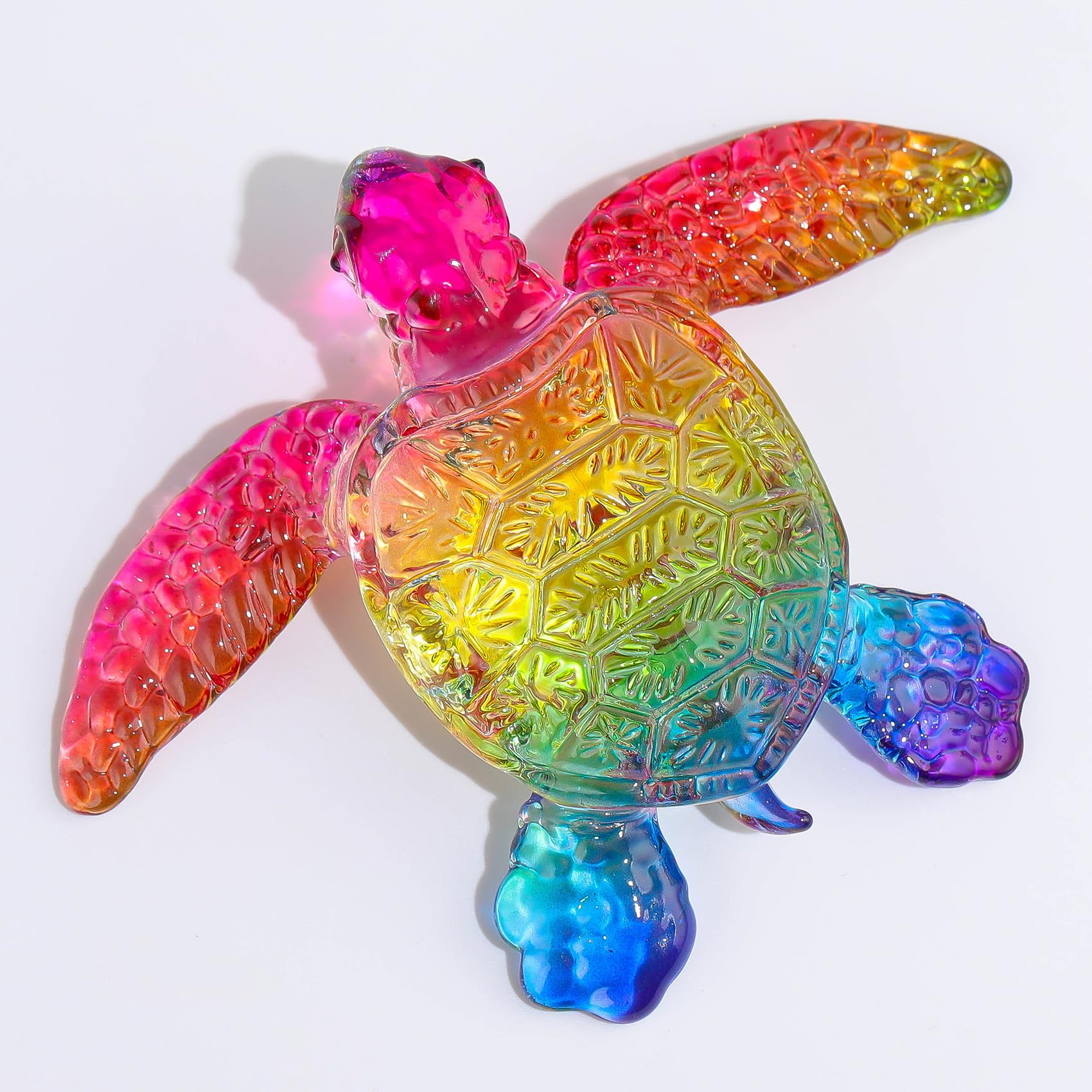 Crystal Colorful Sea Turtle Gifts for Women, Tortoise Statue Art Glass Animals Sculpture Collection Figurine Home Decor, Paperweight Birthday Present for Him