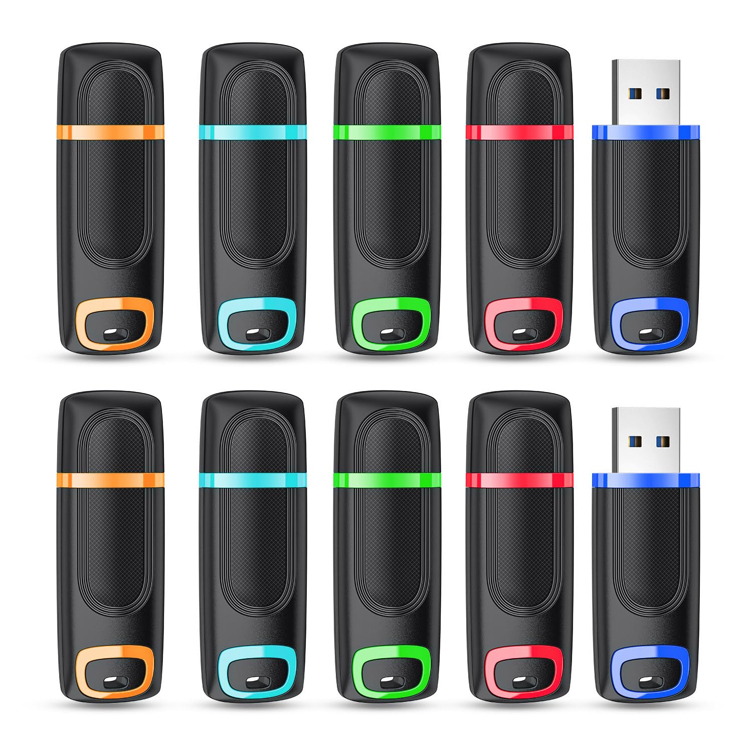 Photo 1 of RAOYI 10 Pack 64GB USB 2.0 Flash Drive Thumb Drive Memory Stick Jump Drive Zip Drive for Data Storage and Backup (Mix Colors : Cyan Orange Red Blue Green)
