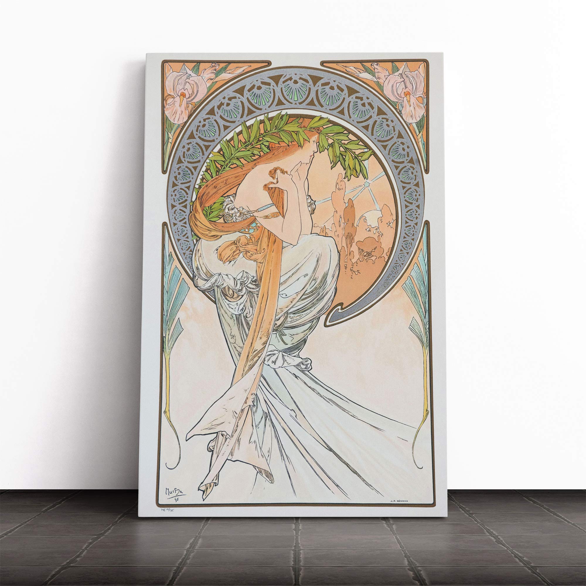 Alphonse Mucha Piece (5) Canvas Print | Gallery Wrapped 30mm Frame Wall Art | 30x20 inches | Ready to Hang | Modern Picture | Living Room Bedroom Lounge Office