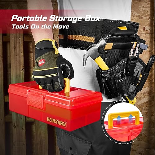 Miniatura 5 de Caja de herramientas de plástico con tapas y asa, organizador portátil de piezas pequeñas, mini estuche de almacenamiento transparente para