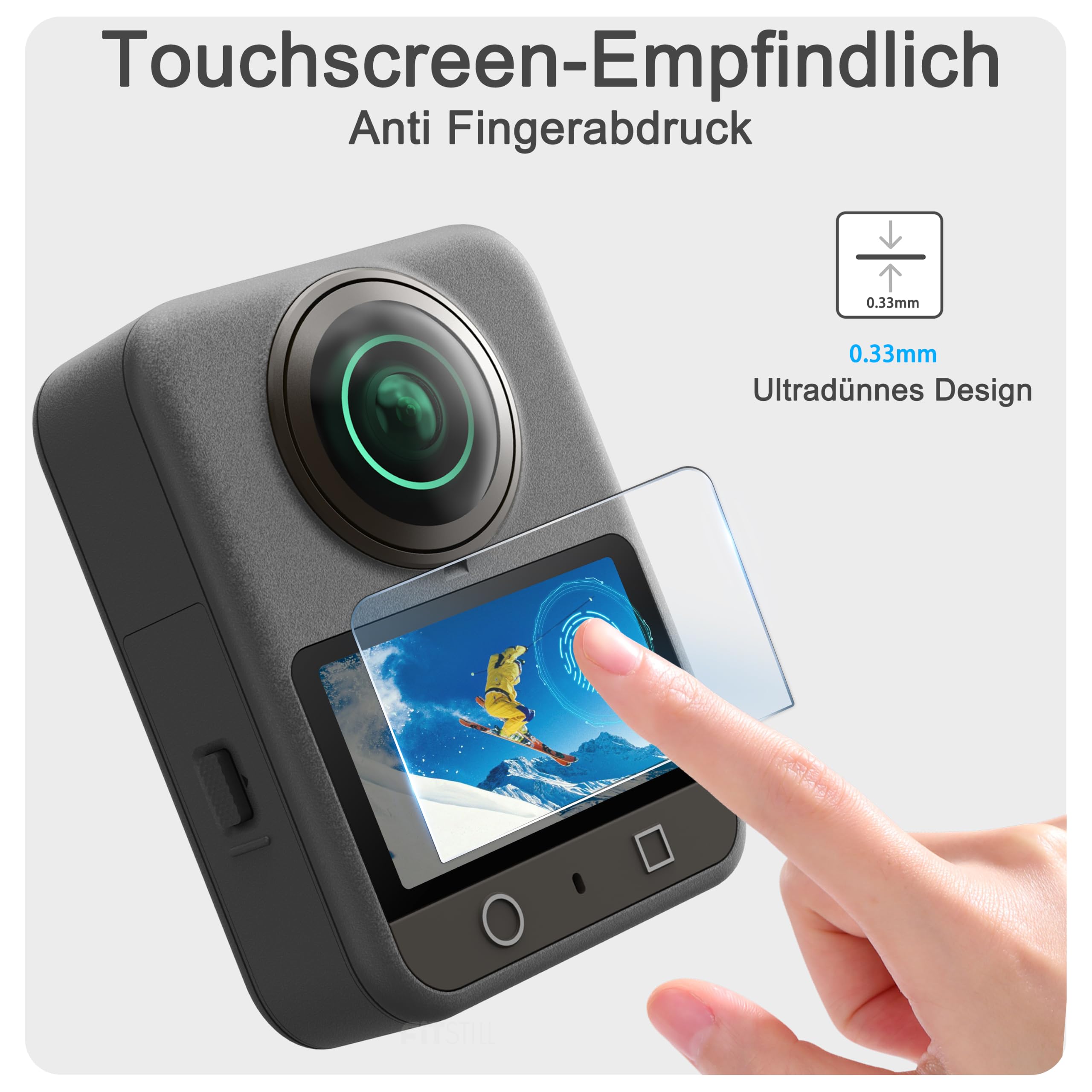 FiTSTILL Zestaw ochronny do DJI OSMO 360 ekskluzywna folia ochronna na wyświetlacz z optycznie hartowanego szkła + osłona obiektywu + silikonowa osłona obiektywu OSMO 360 akcesoria