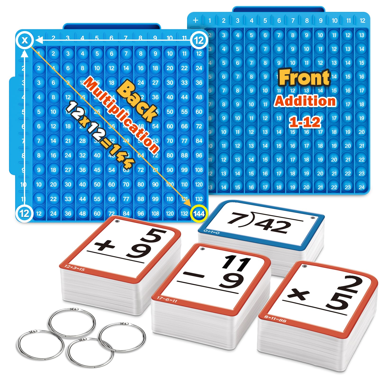 Tabla de multiplicación y Suma con 332 Cartas para Niños, Silicona Sensorial Juguete Educativo Aliviar el Estrés y la Ansiedad