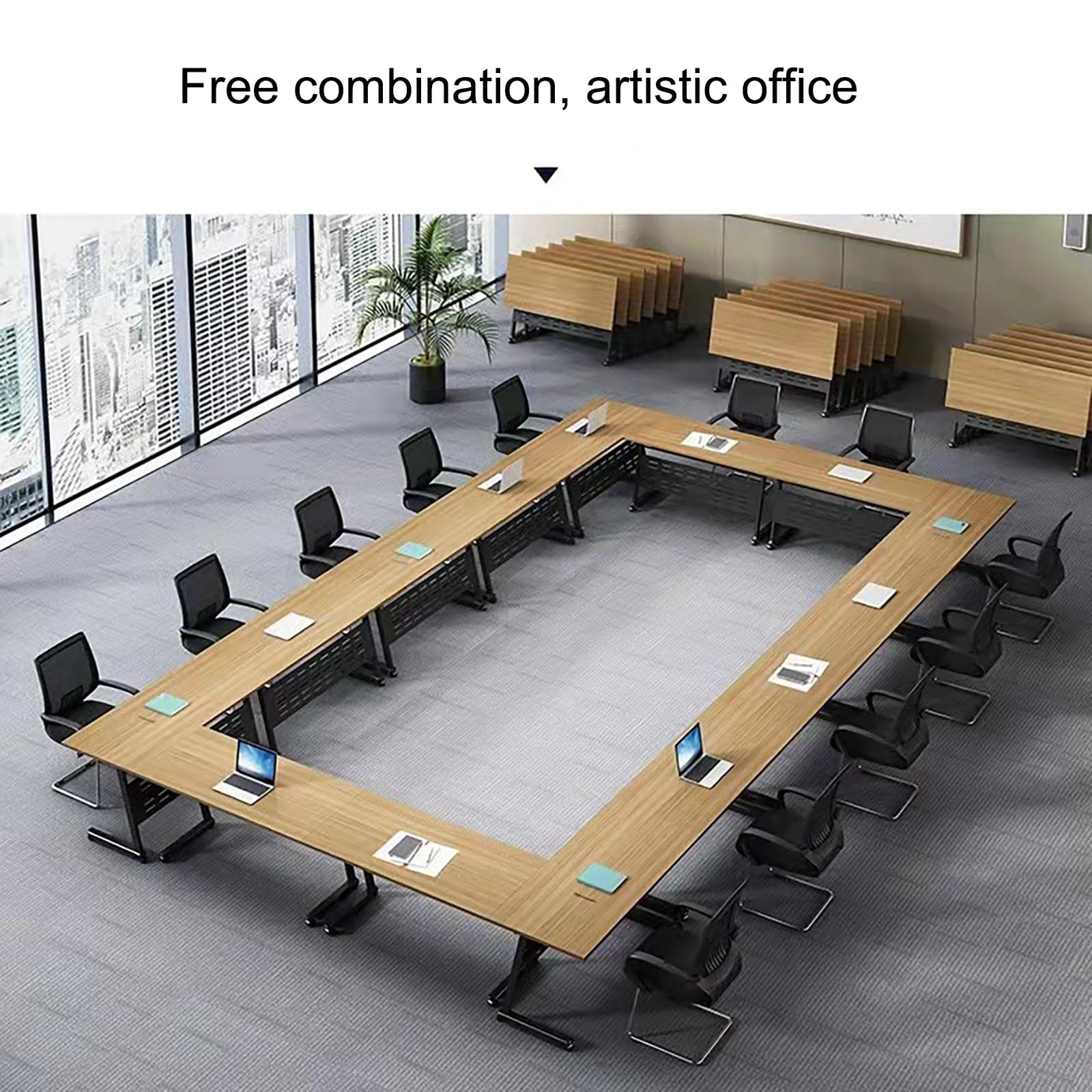 Tavolo da conferenza pieghevole portatile, 140 x 75 cm, salvaspazio, facile da installare, ideale per riunioni in ufficio, sessioni, eventi e raduni, design versatile e elegante