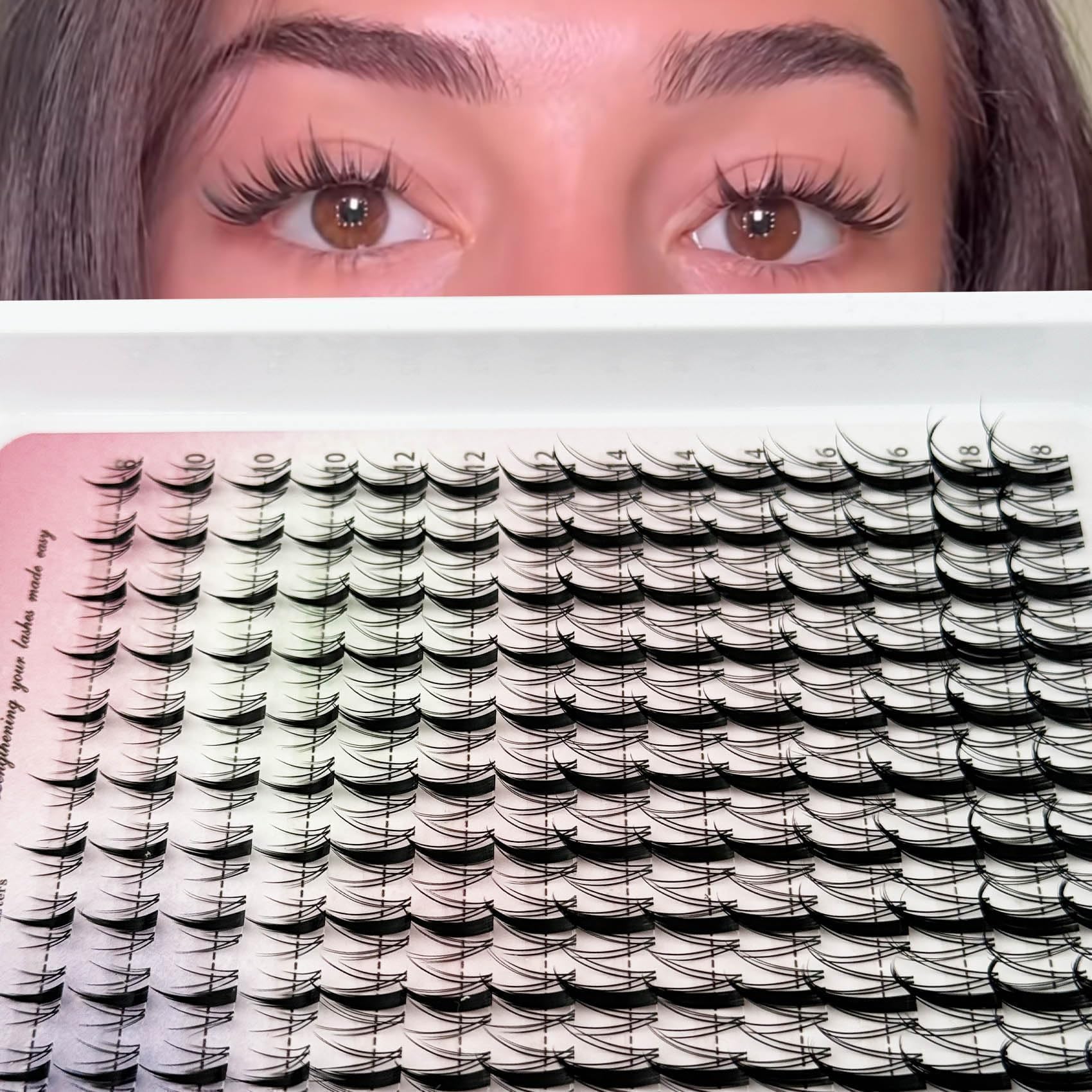 Extension per ciglia finte a grappolo, con curvatura a C, 8-18 mm, 140 pezzi, effetto bagnato, stile anime, ultra sottili, trasparenti