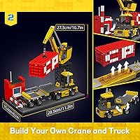 Vista 4 de Mould King 12027 Juegos de construcción de tren locomotora diésel con semirremolques, grúas, kit de juguetes de ingeniería de control