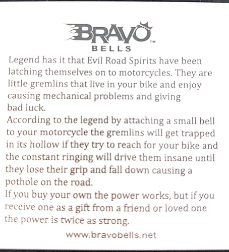 Miniatura 5 de Bravo Bells Campana de calavera de llama – Accesorio de campana de motociclista o llavero para buena suerte en la carretera