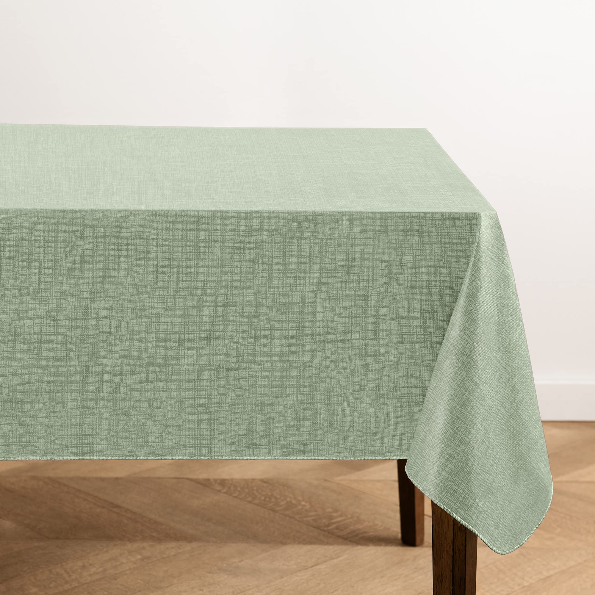 Elrene Home Fashions Monterey Linen Inspired Water- and Stain-Resistant Vinyl Tablecloth with Flannel Backing, 60 inches X 84 inches, Rectangle, Sage