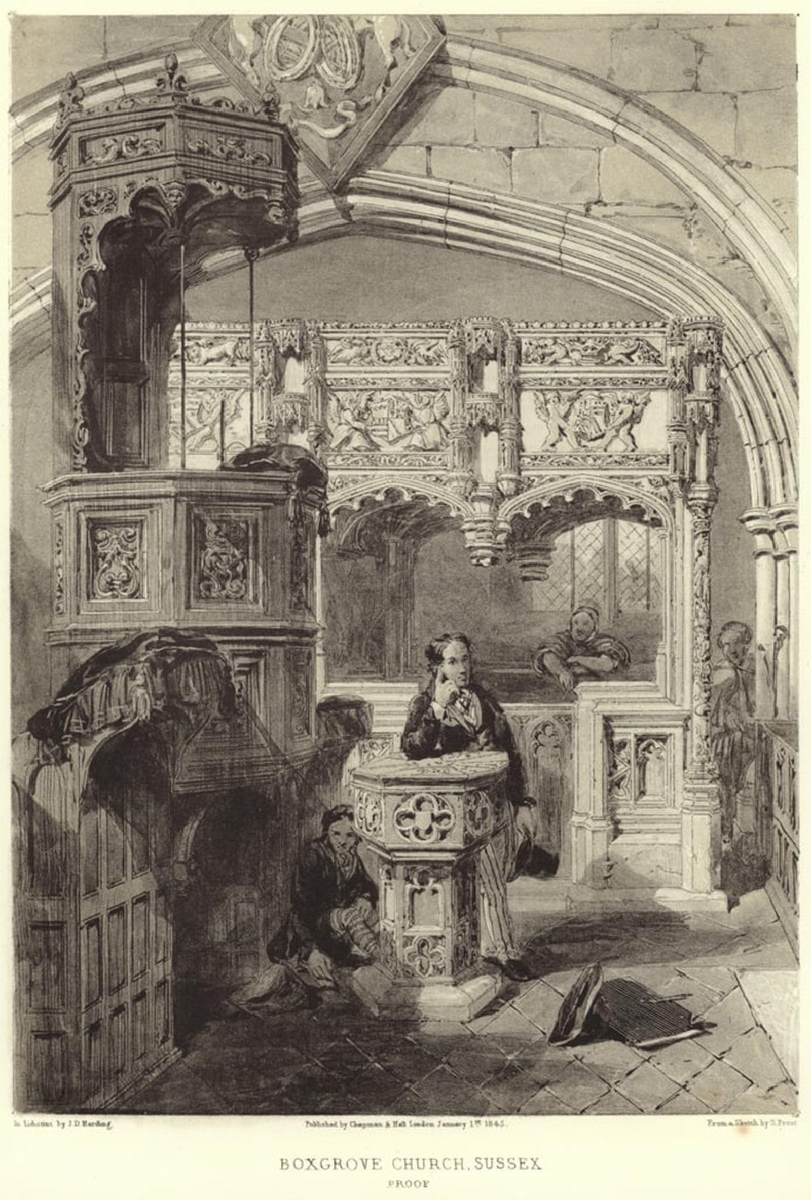 POSTERIIk Famous Animal Posters Vintage Picture Interior of the Church of St Mary and St Blaise by Samuel Prout Modern Wall Decor for Home Decor 60x90cm