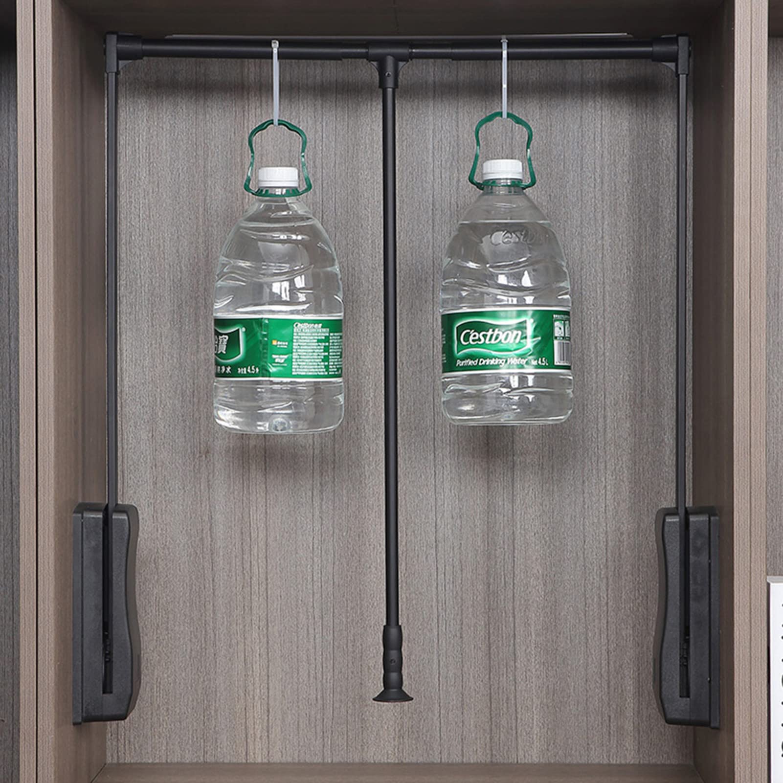 GTHTUHFD Extendable Pull Down Closet Rod, Adjustable Retractable Wardrobe Hanger, Clothing Rail Lift Organizer Black-650to850mm