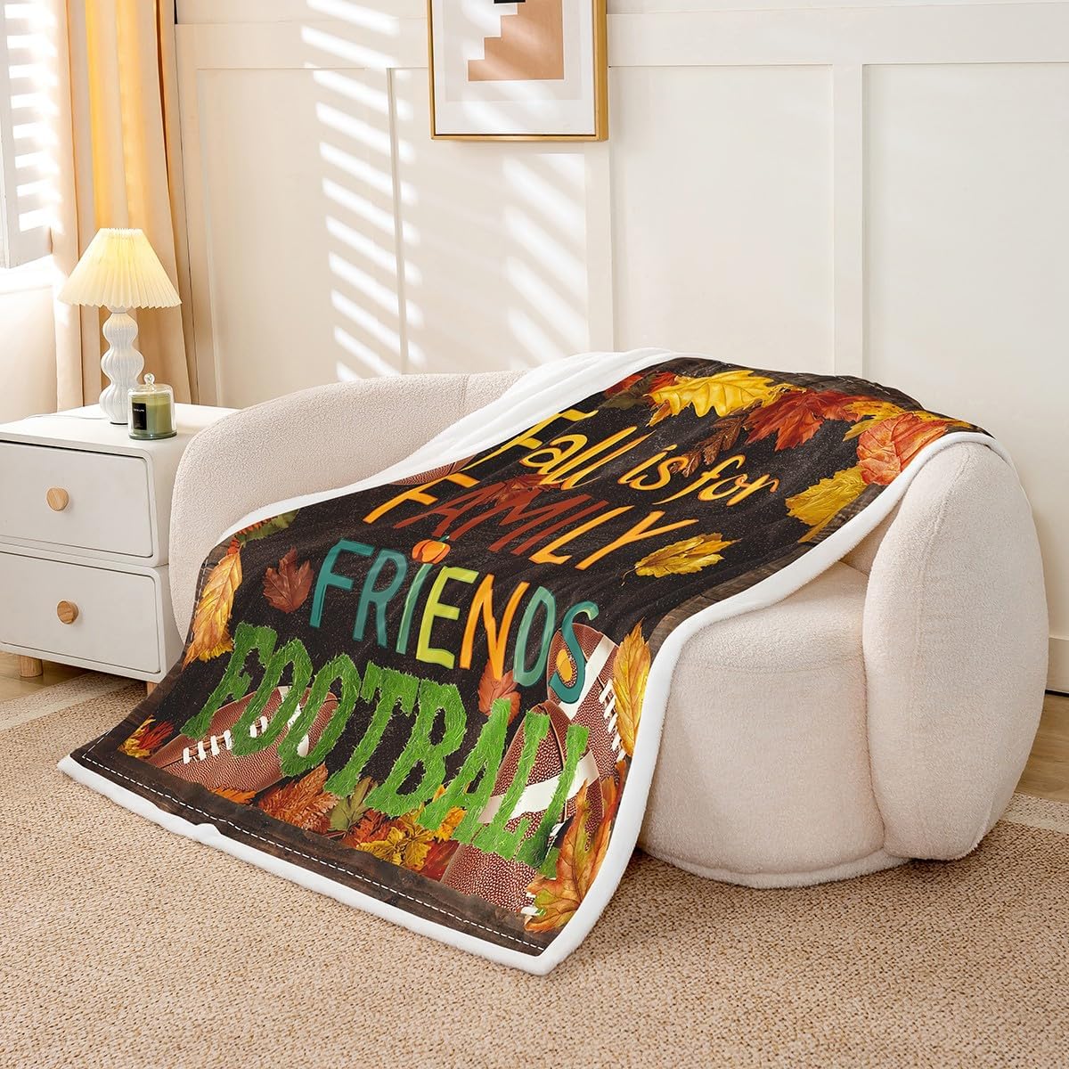 Fall Style Football Throw Blanket Rustic Brown Barn Door Fleece Blanket Nature Plants Bed Blanket for Kids Girls Women Room Decor Vintage Sports Gaming Fuzzy Blanket,for Chair/Sofa,40"x50"