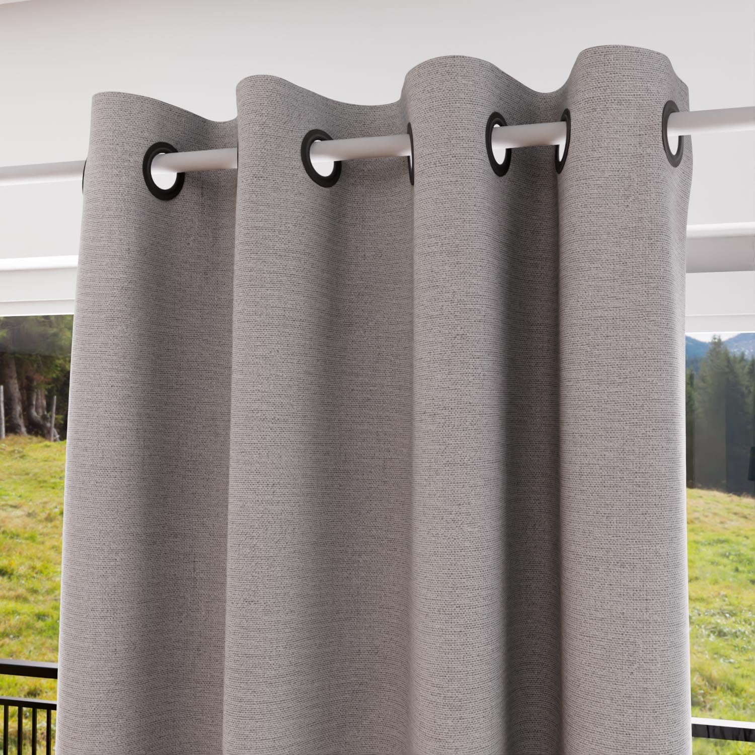Soleil d'ocre, Eclipse Curtain with Eyelets 100% Blackout 135 x 250 cm Grey