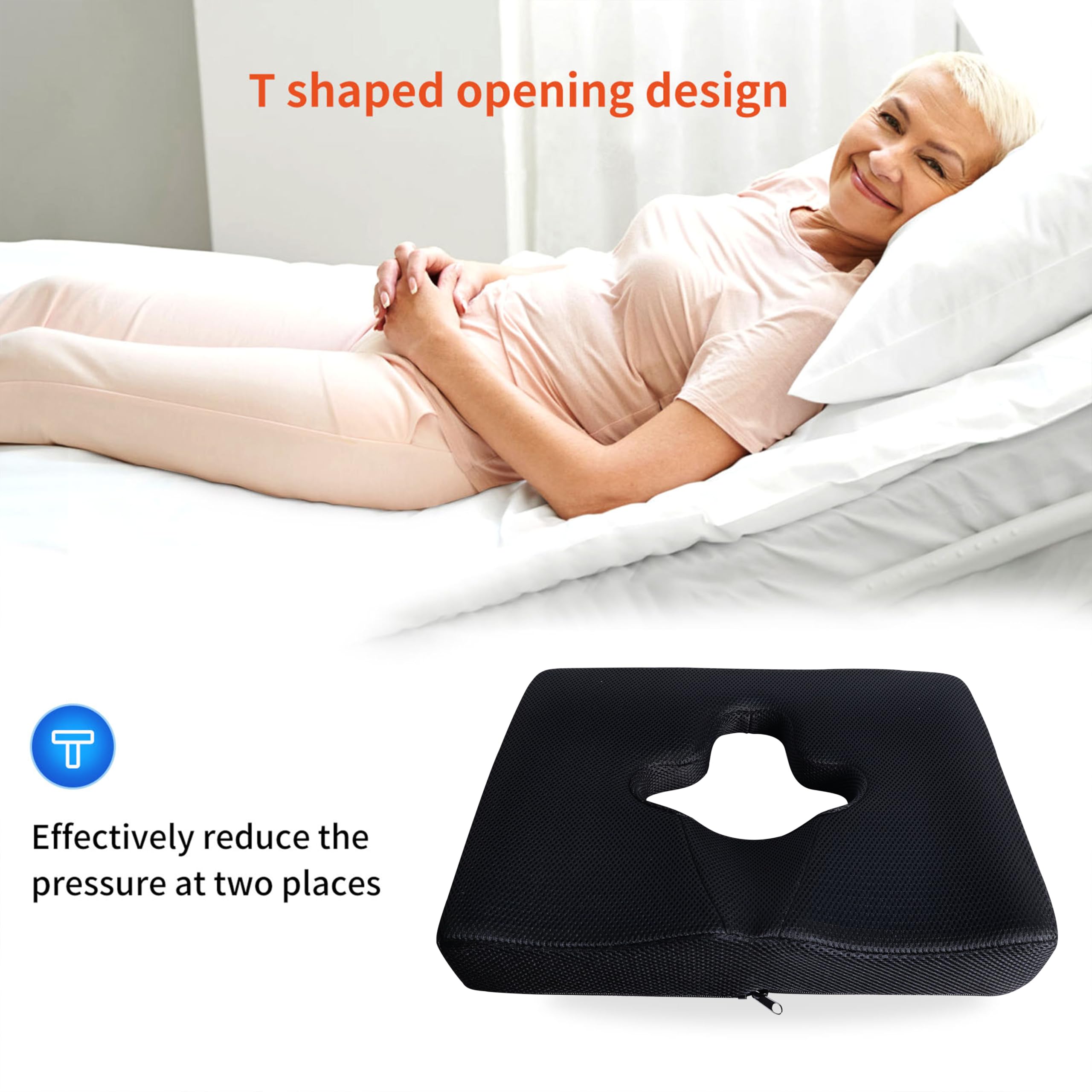 Cuscino da seduta in memory foam, con gel migliorato, anti piaghe da decubito, cuscino per sedere, cuscino per coccige per conducenti, costretti a letto, disabili