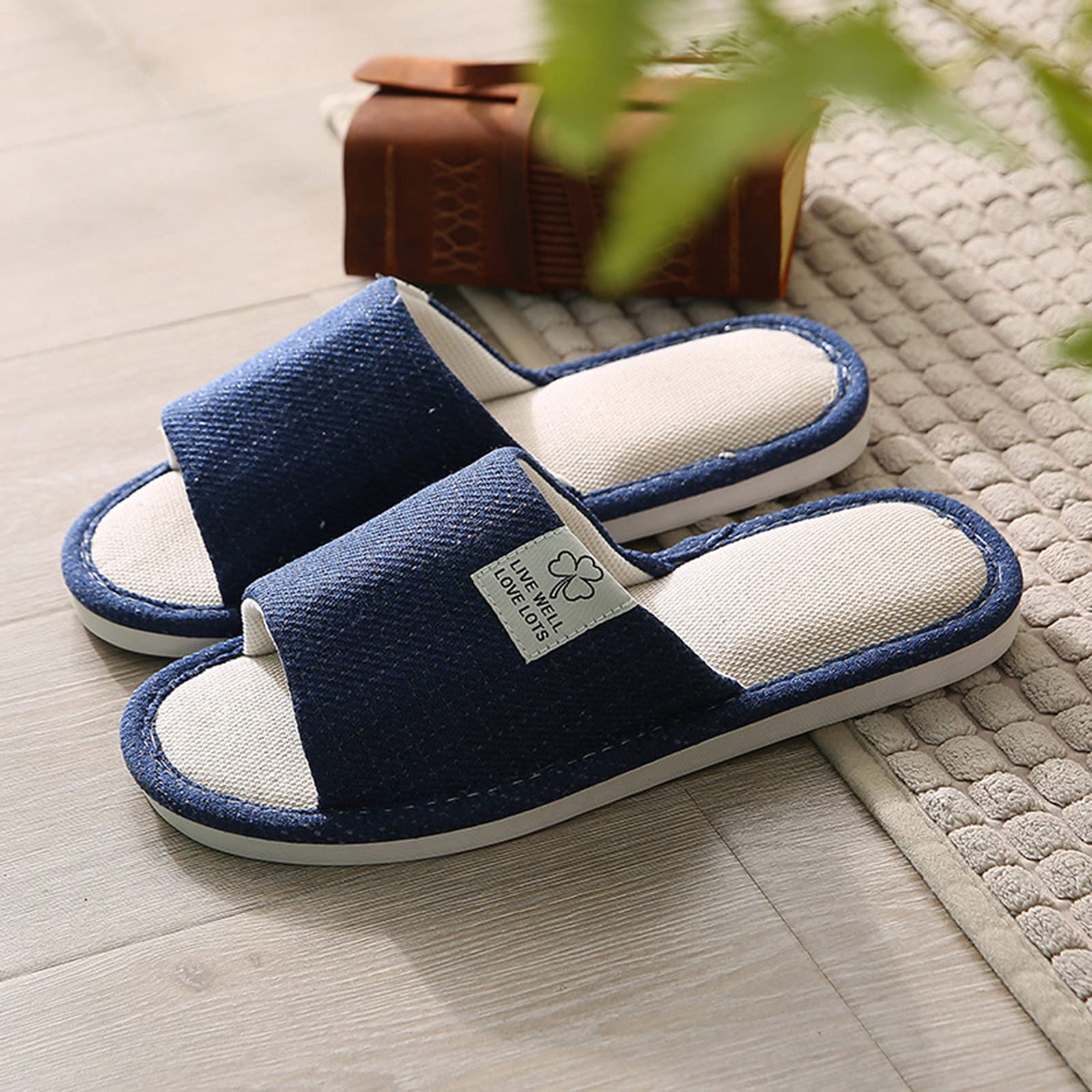 Chanclas abiertas hombre casa verano - zapatos unisex planta ancha de lino