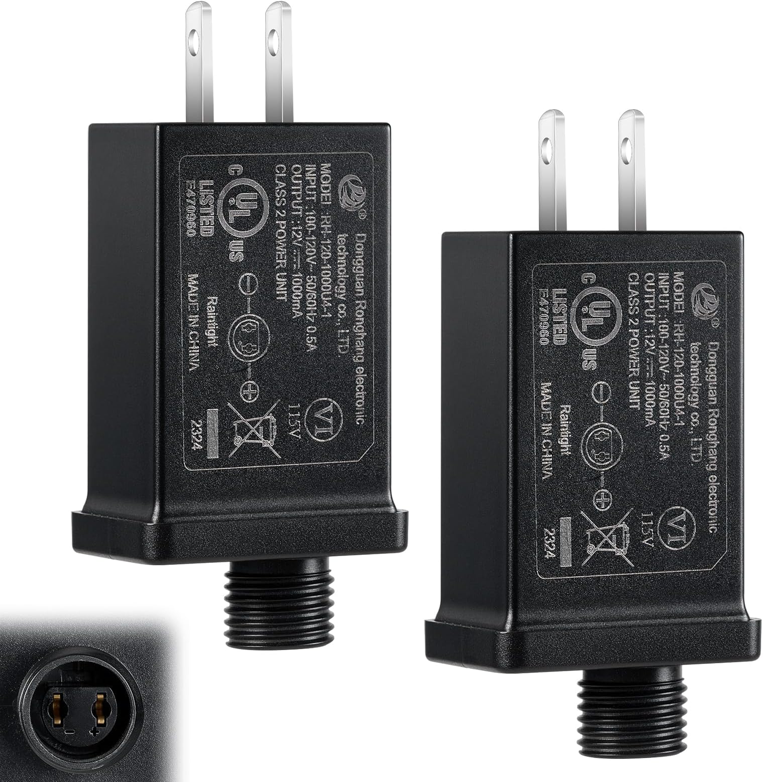 2 PCS Replacement Yard Inflatable Adapter,12V 1A Class 2 Power Supply, Low Voltage Transformer US Plug for Halloween/Thanksgiving/Christmas Inflatables