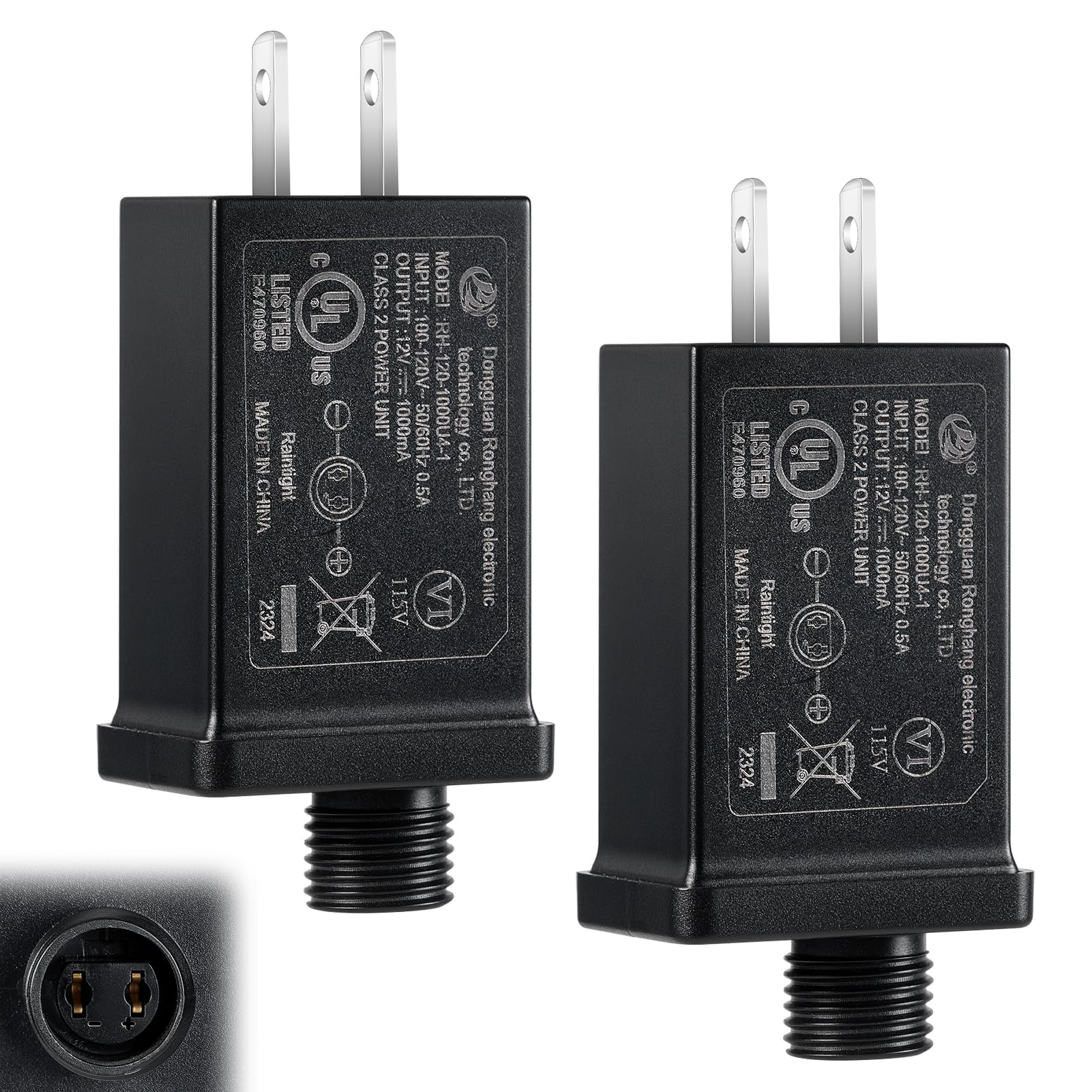 2 PCS Replacement Yard Inflatable Adapter,12V 1A Class 2 Power Supply, Low Voltage Transformer US Plug for Halloween/Thanksgiving/Christmas Inflatables