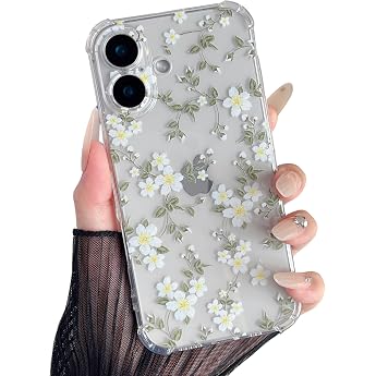 ZTOFERA Case for iPhone 17 with Flowers Soft TPU White Flower