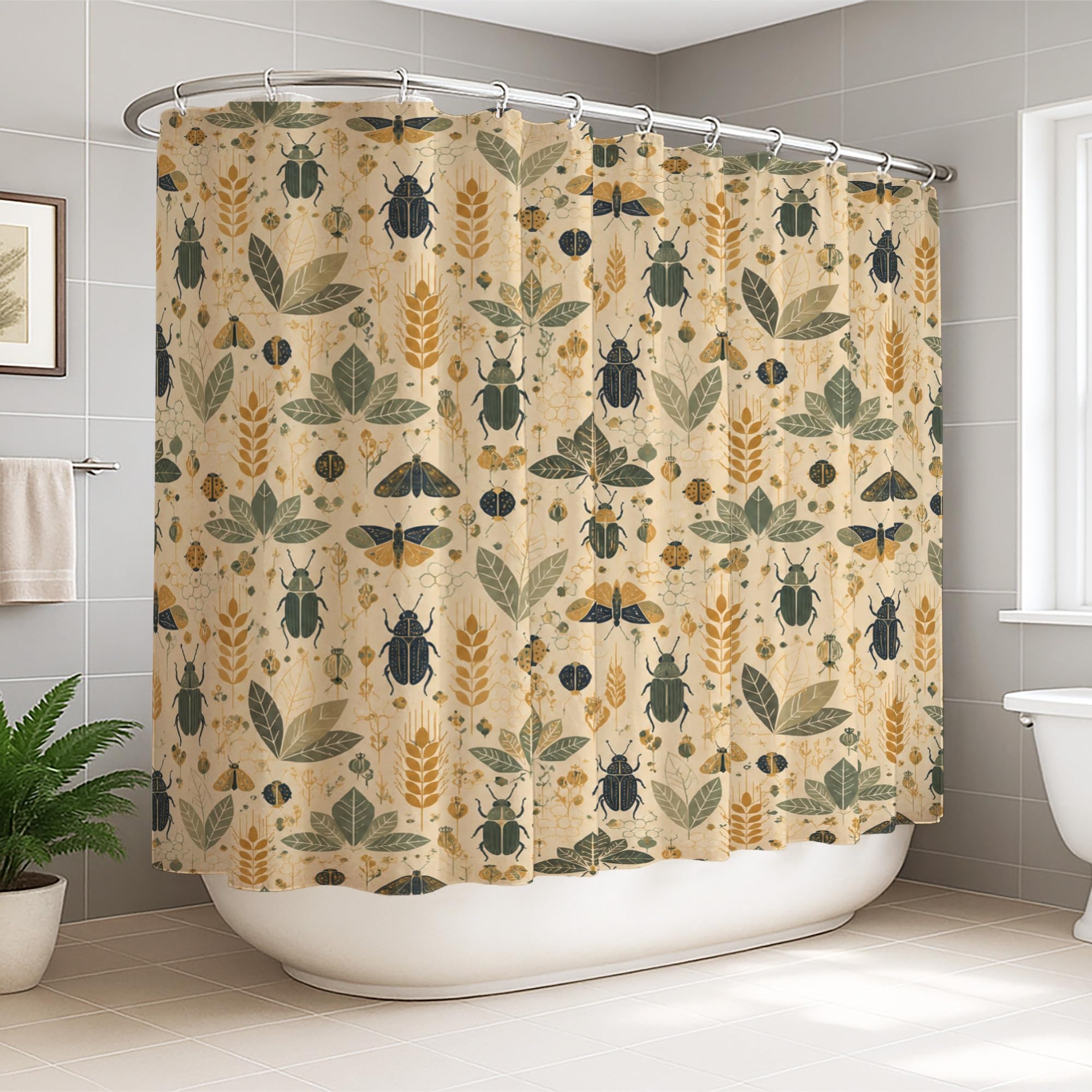 Rideau de douche grand format polyester imperméable 274x183 cm Beetle pour baignoire