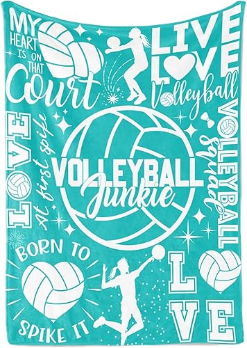 InnoBeta Regalos de voleibol para adolescentes y equipo, manta de voleibol - 50 x 65 pulgadas (verde azulado)